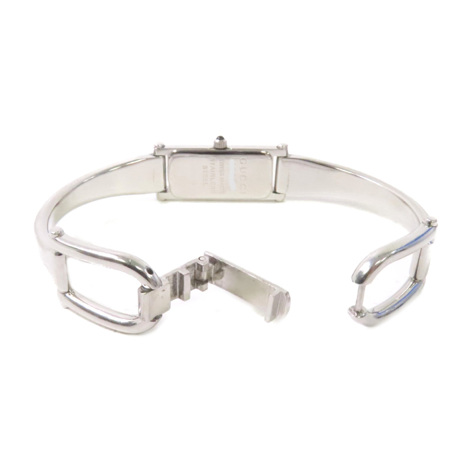 GUCCI Bangle Black Dial Watch不鏽鋼石英機芯手錶黑色