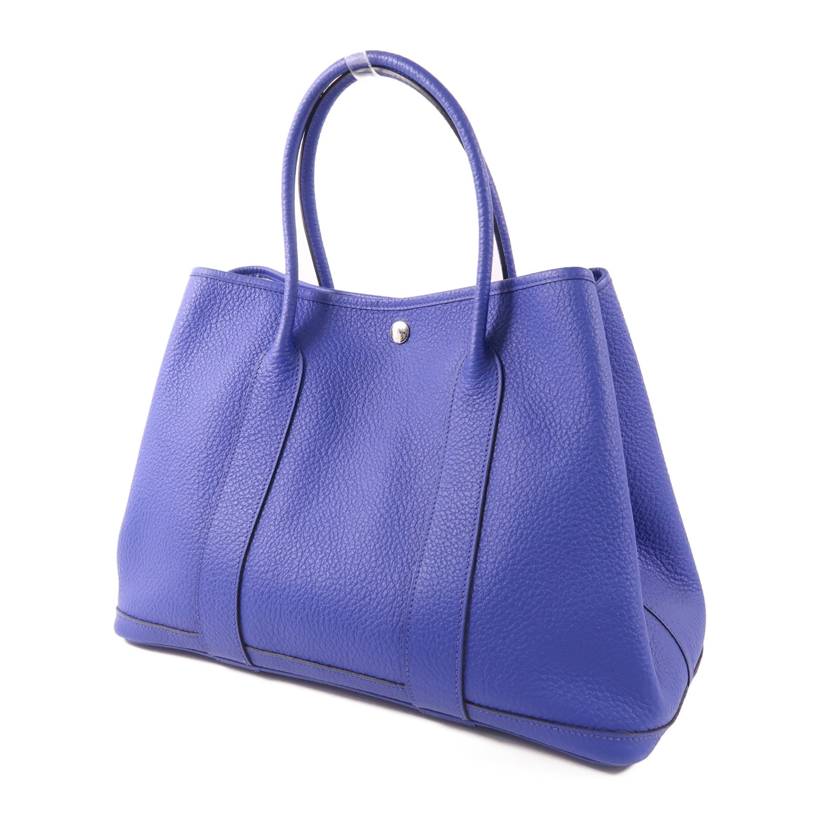 HERMES Negonda皮革Garden Party PM銀扣手挽袋皮革Garden Party PM銀扣手挽袋Bleu Electrique