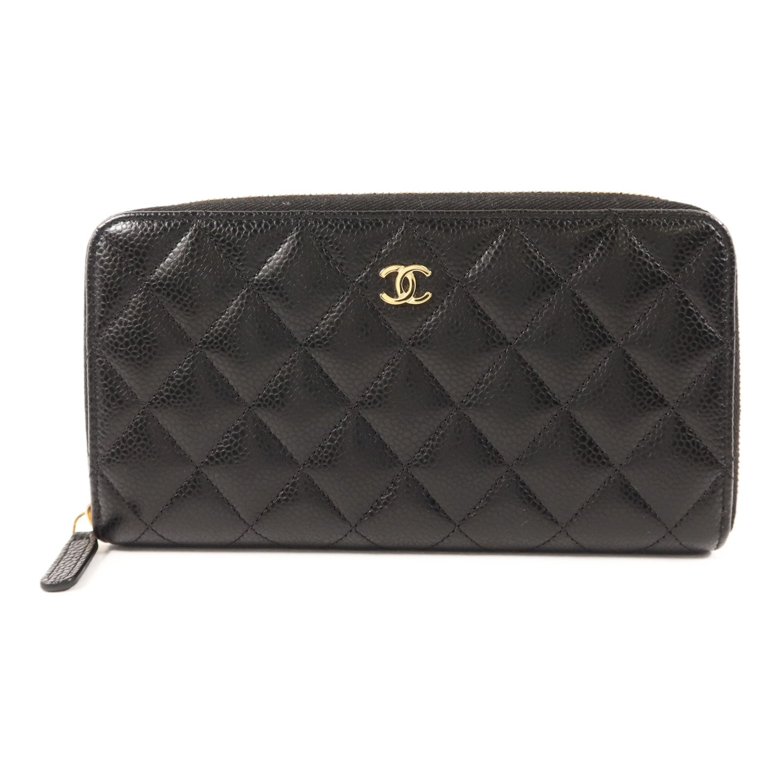 CHANEL 牛皮皮革Long Zipper Wallet金扣長錢包
