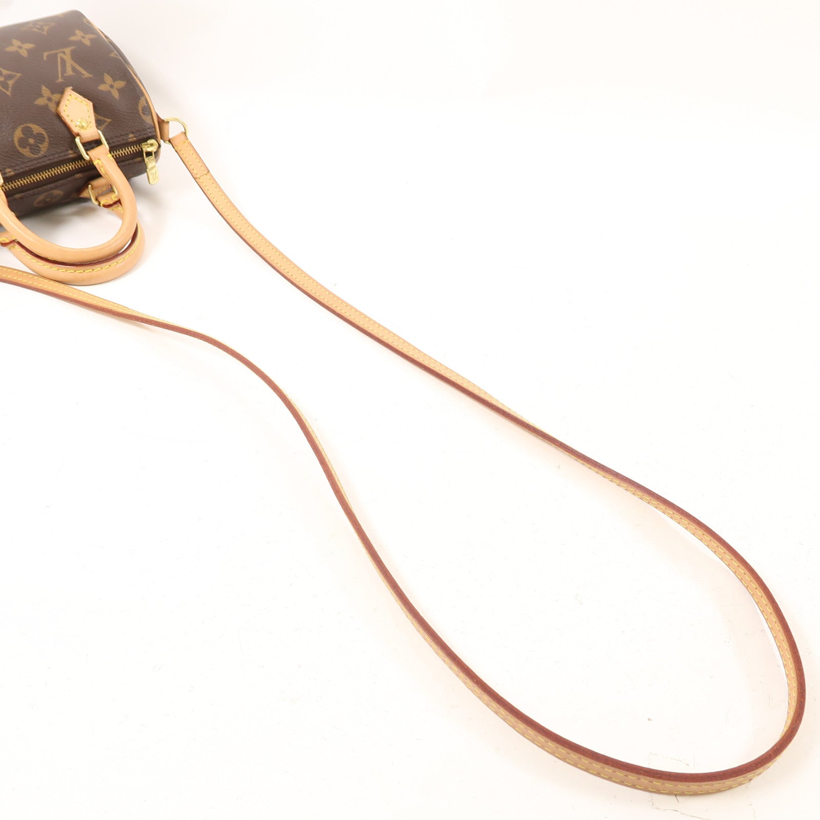 LOUIS VUITTON Monogram Nano Speedy金扣手挽肩背兩用袋棕色