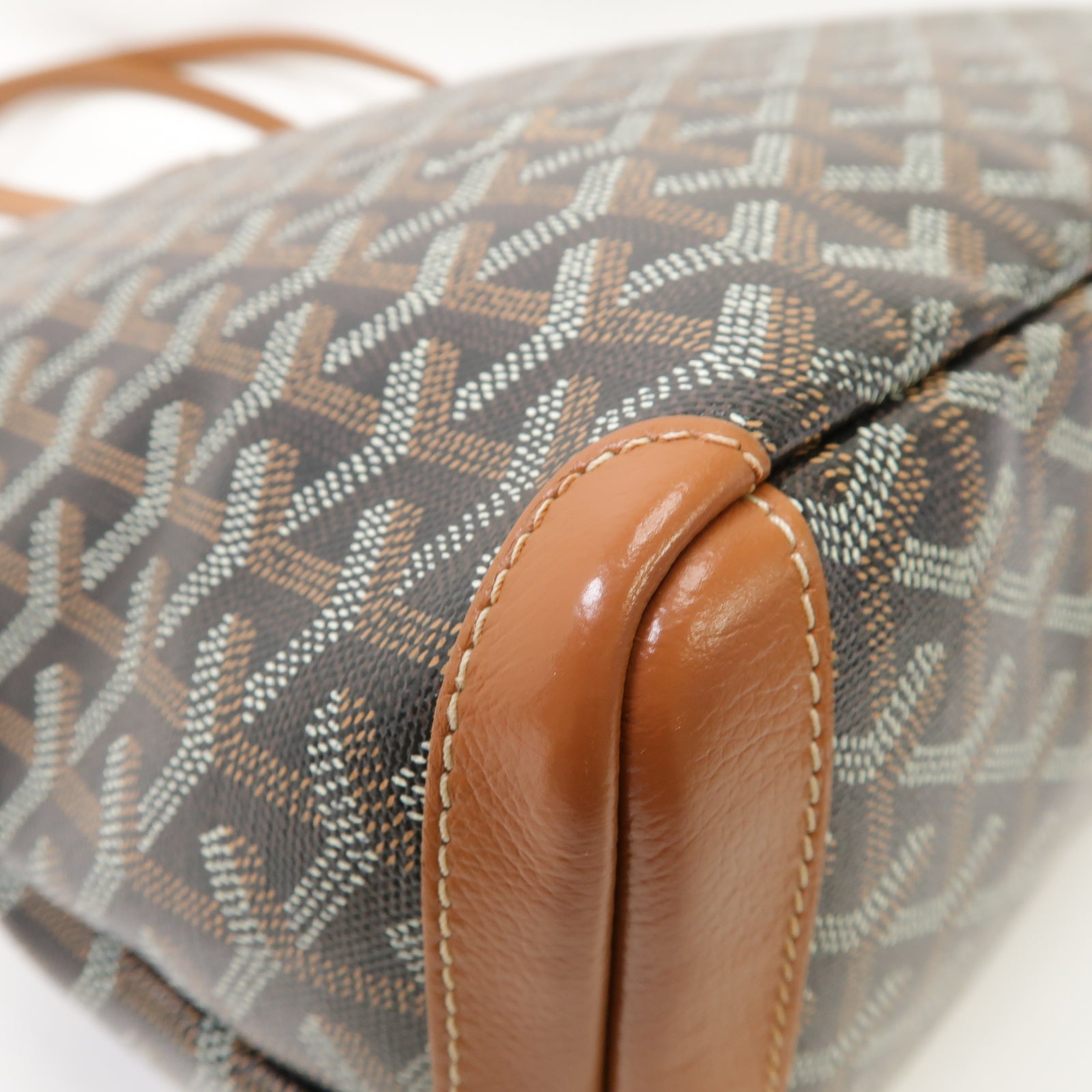 GOYARD 塗層帆布/皮革Artois銀扣手挽袋啡色