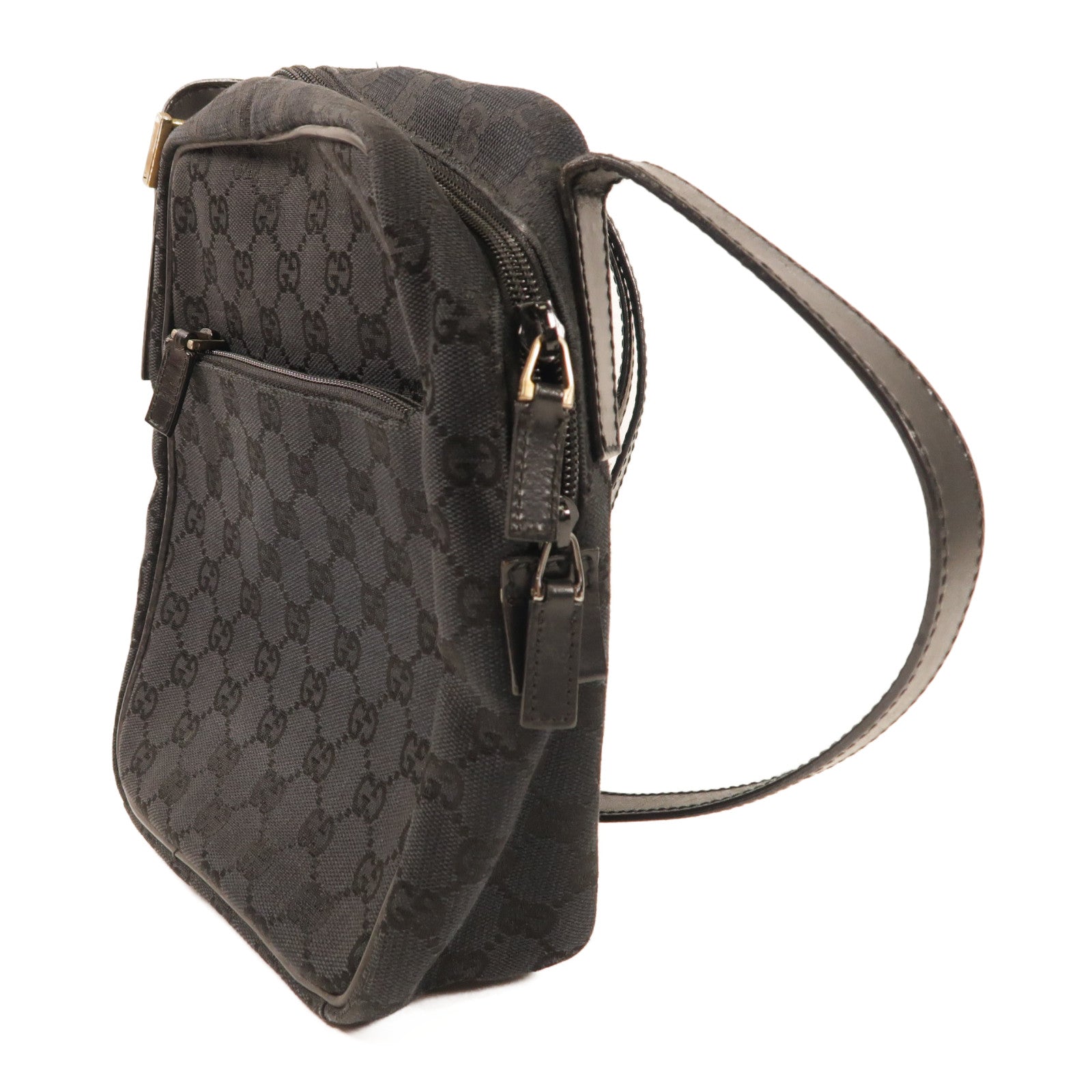 GUCCI 帆布Shoulder Bag銀扣肩背袋
