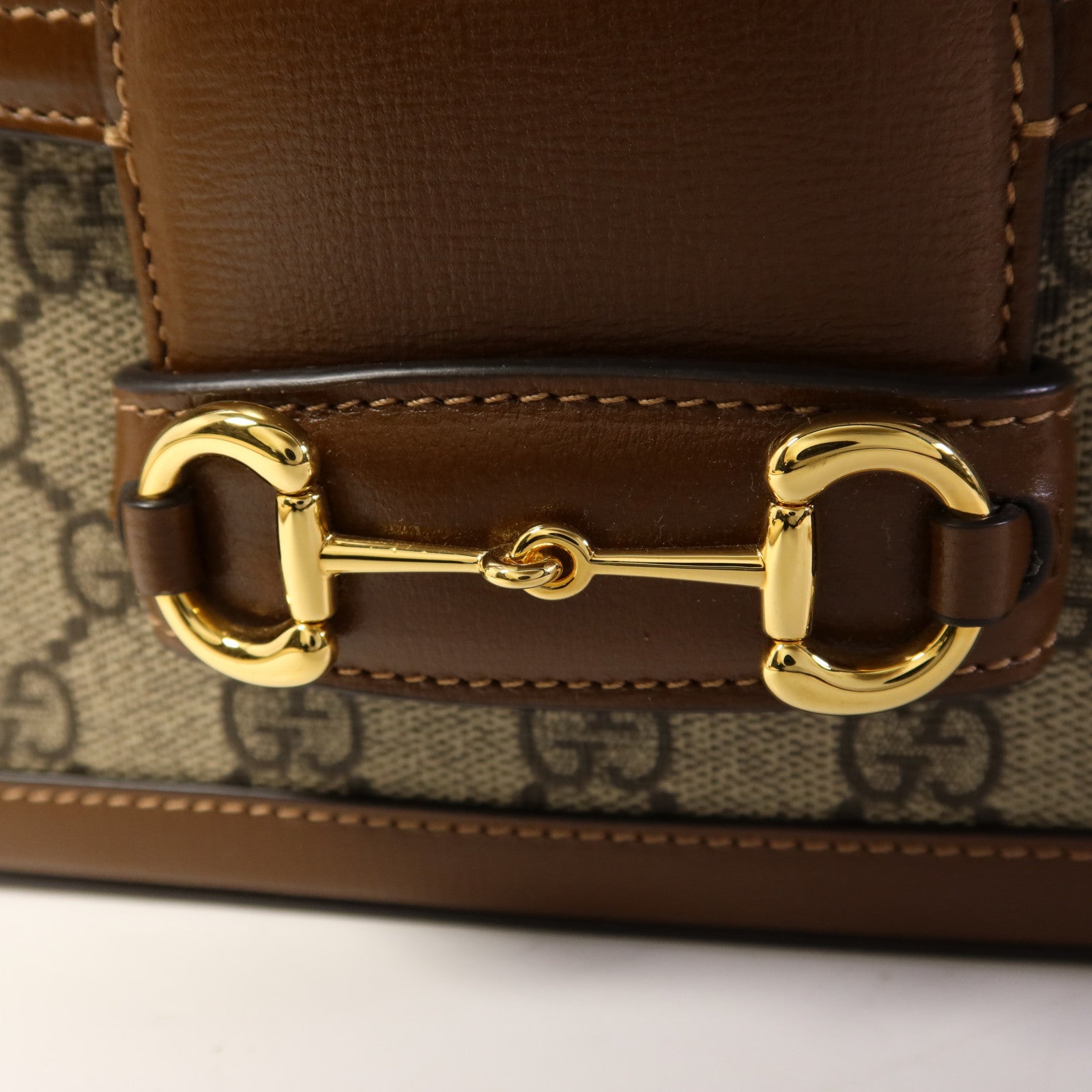 GUCCI 塗層帆布Horsebit 1955金扣手挽肩背兩用袋