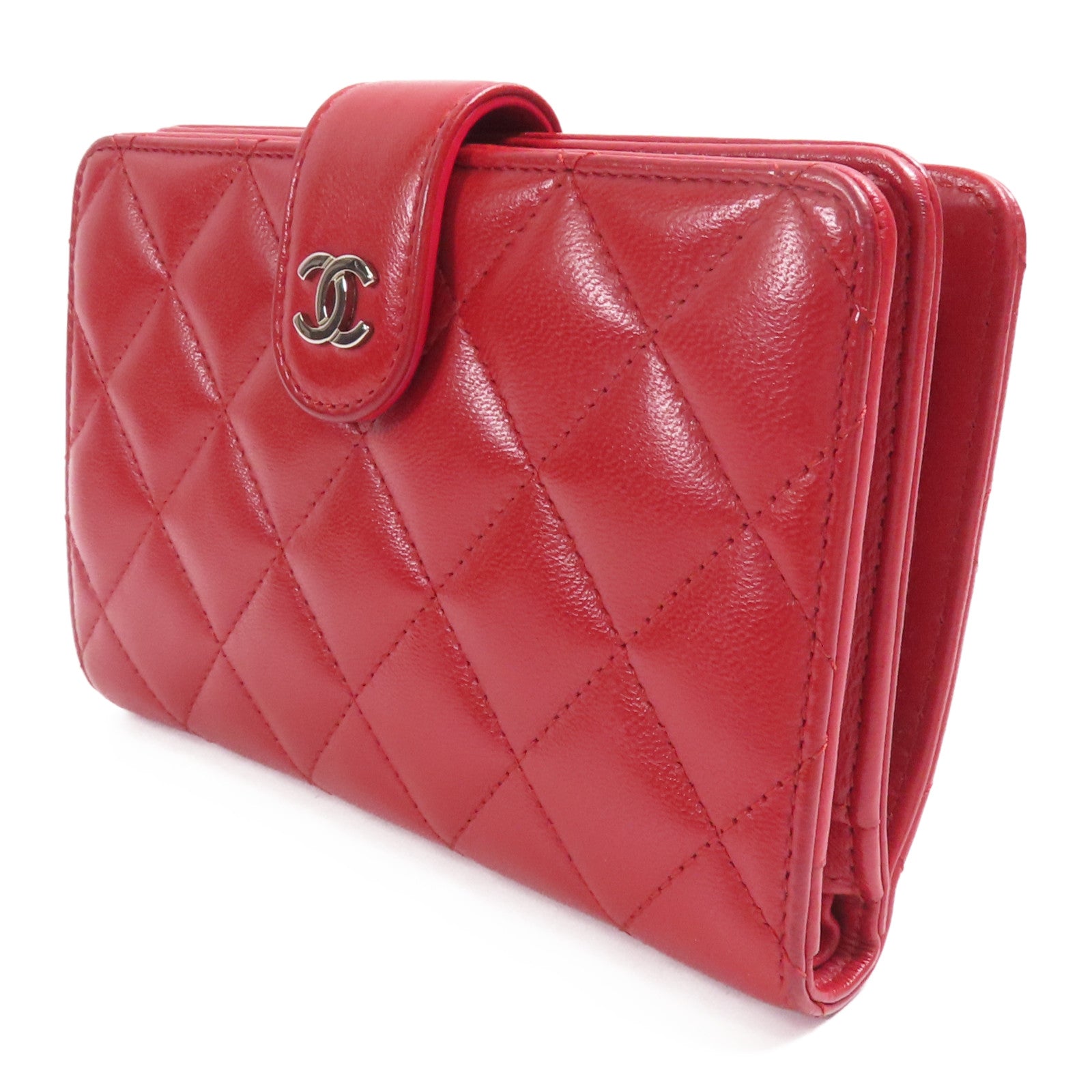 CHANEL 羊皮皮革Wallet銀扣錢包