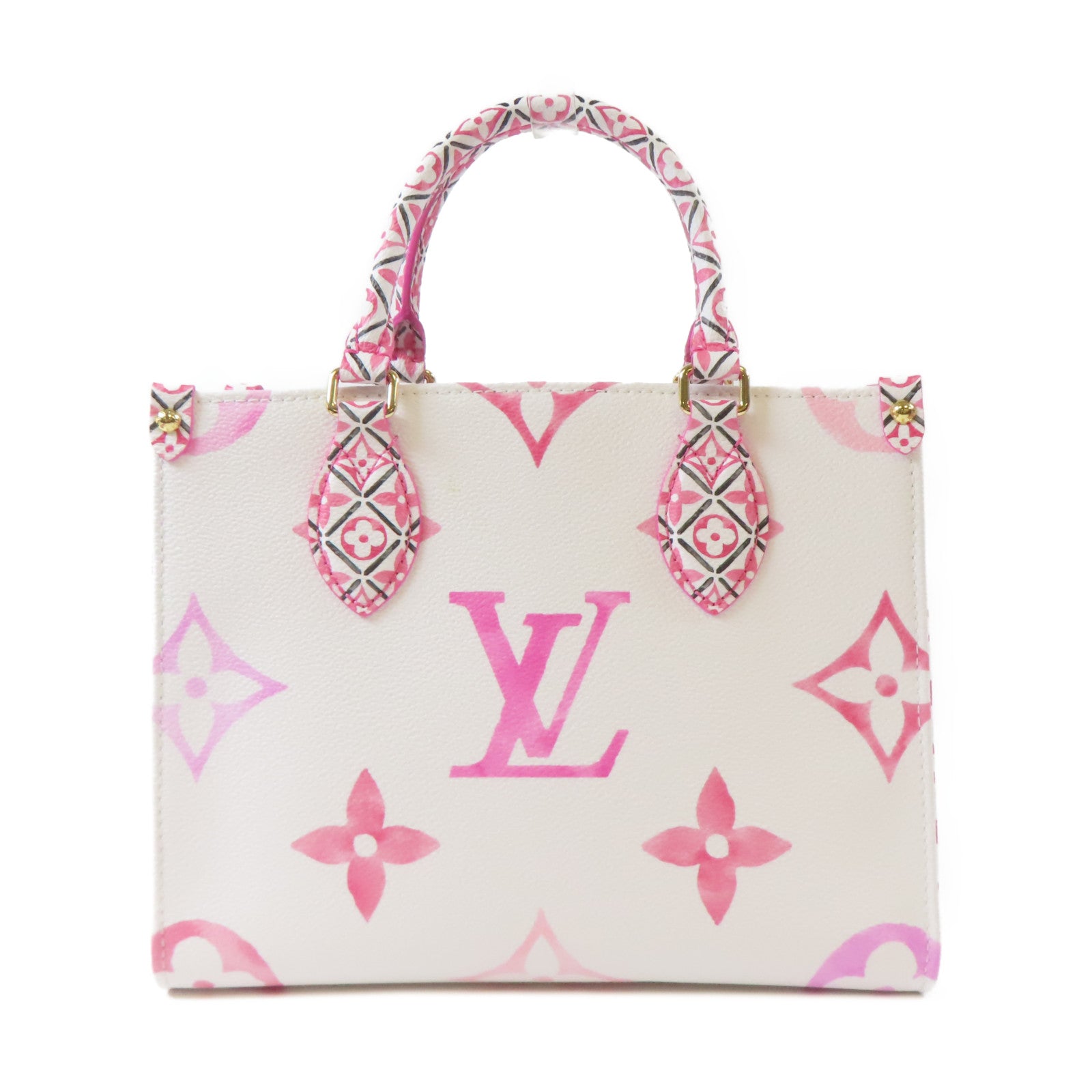 LOUIS VUITTON Monogram Giant By The Pool On The Go PM金扣手挽肩背兩用袋白色/粉紅色