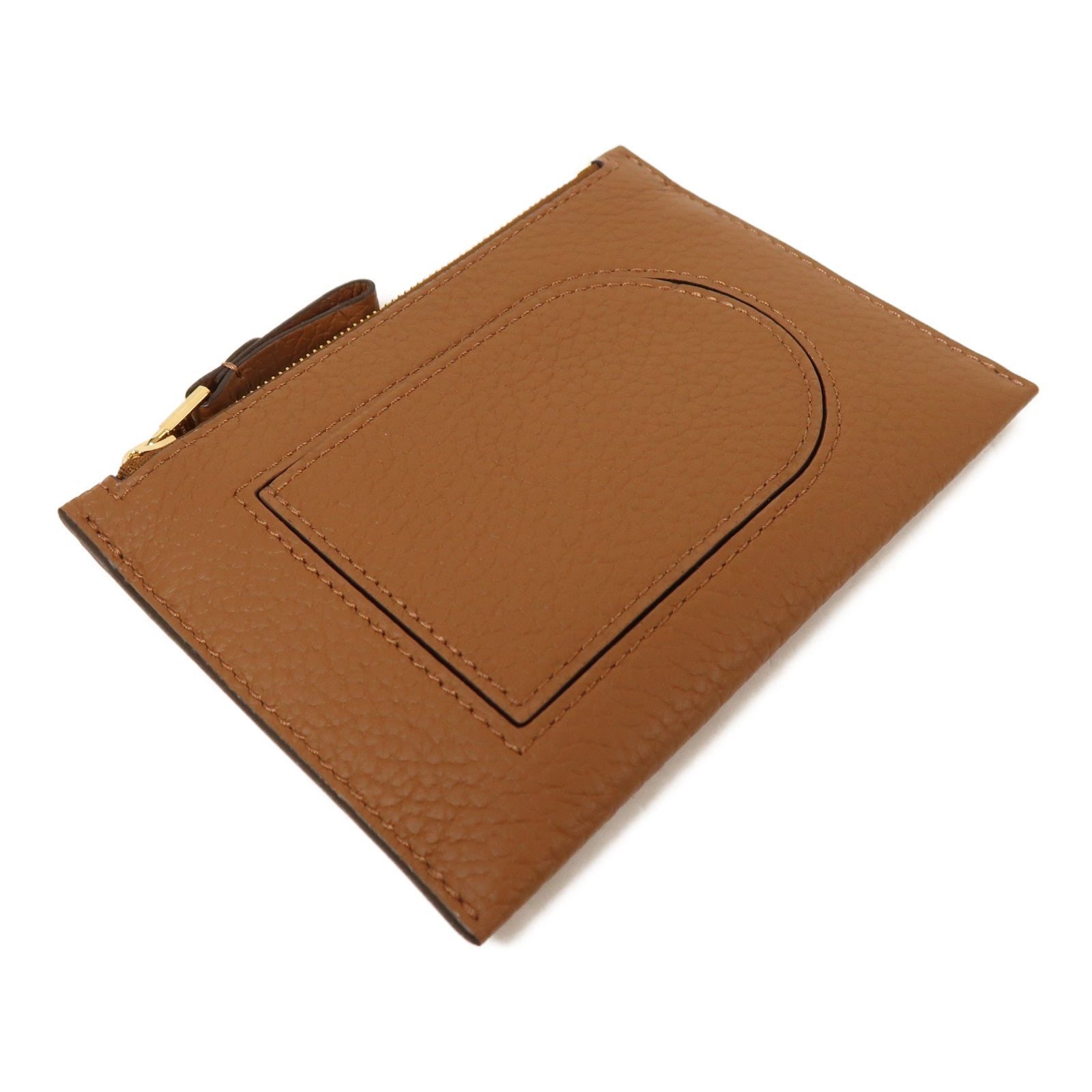 Delvaux 牛皮皮革Pin D Pouch Mini卡片套棕色