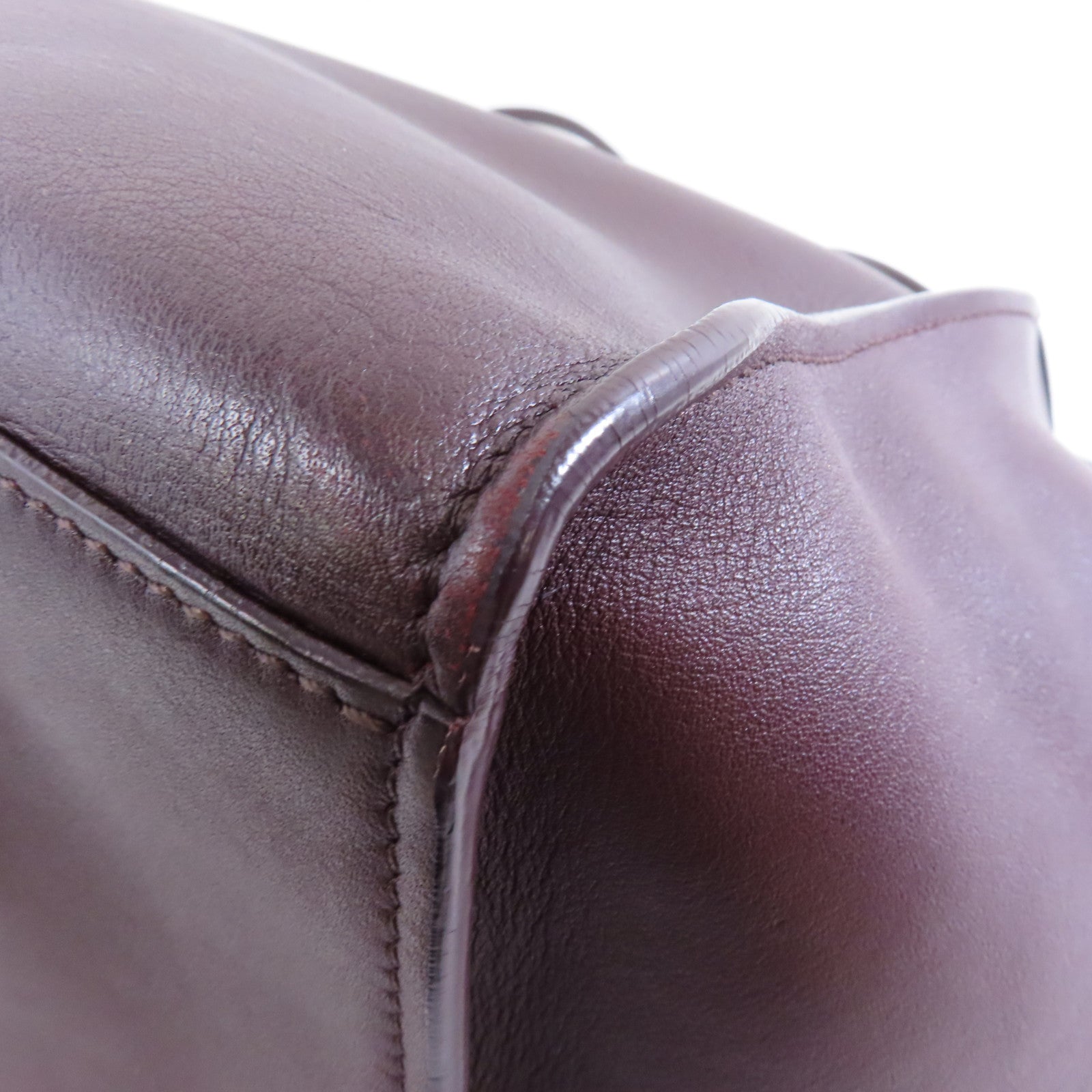 CELINE 牛皮皮革2way Shoulder Bag銀扣手挽肩背兩用袋酒紅色