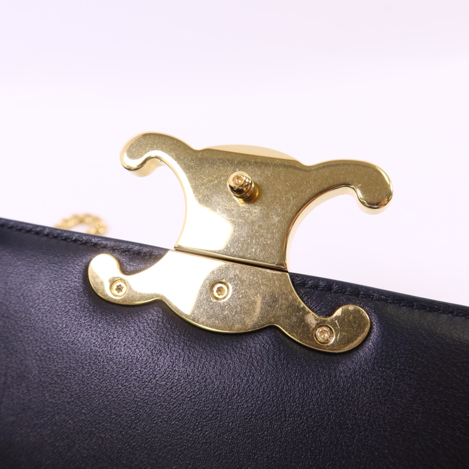 CELINE 牛皮皮革Chain Shoulder金扣肩背袋