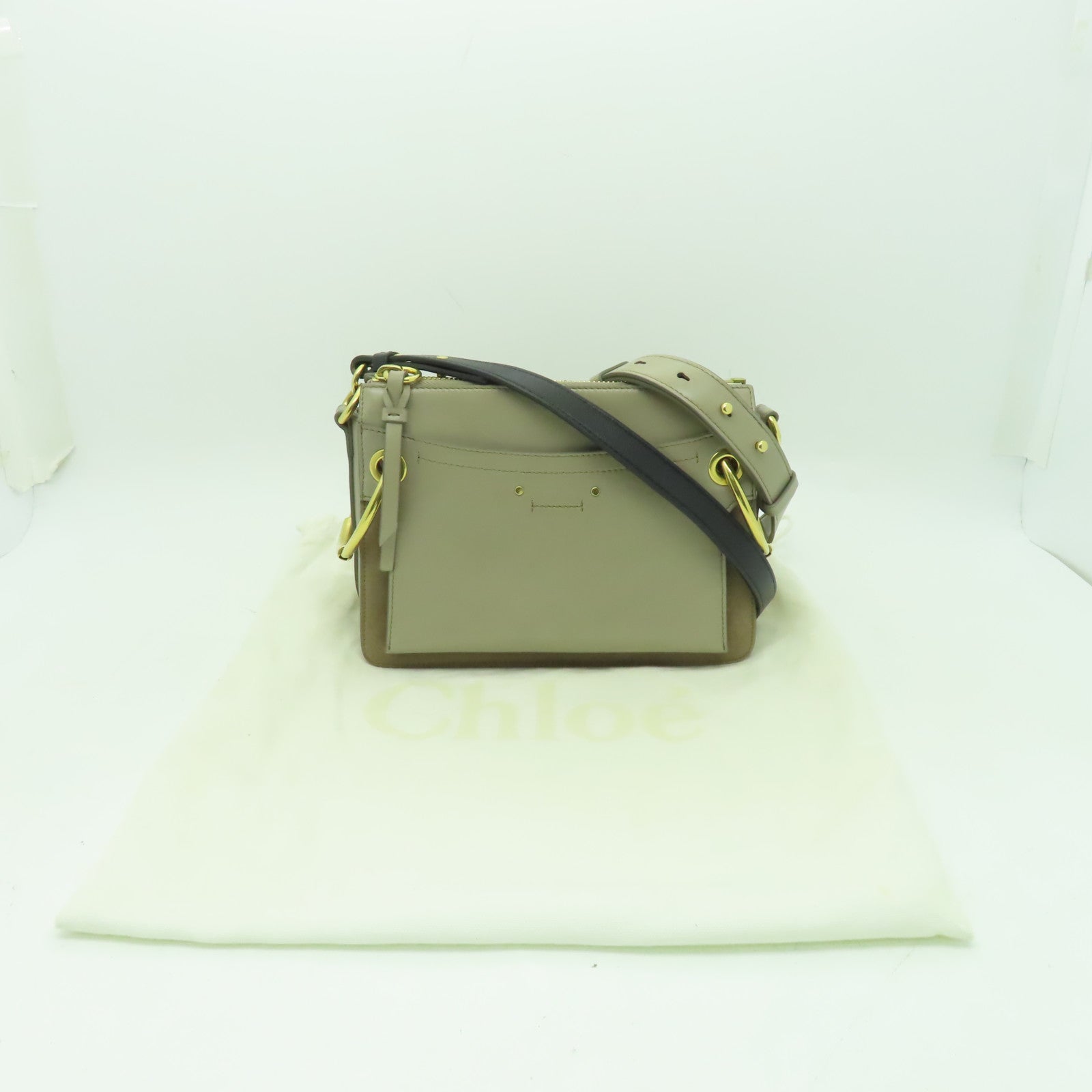Chloe 【清倉大減價】牛皮皮革Shoulder Bag金扣手挽肩背兩用袋杏色