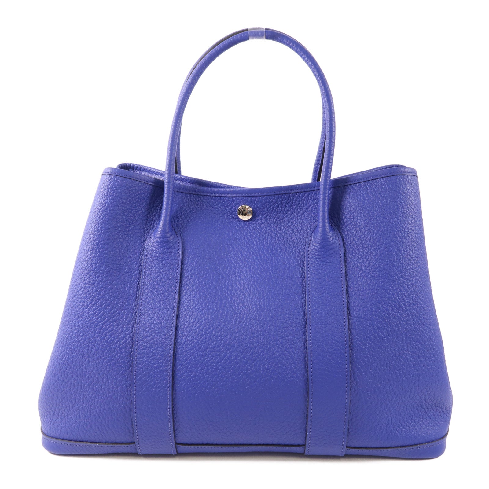 HERMES Negonda皮革Garden Party PM銀扣手挽袋皮革Garden Party PM銀扣手挽袋Bleu Electrique