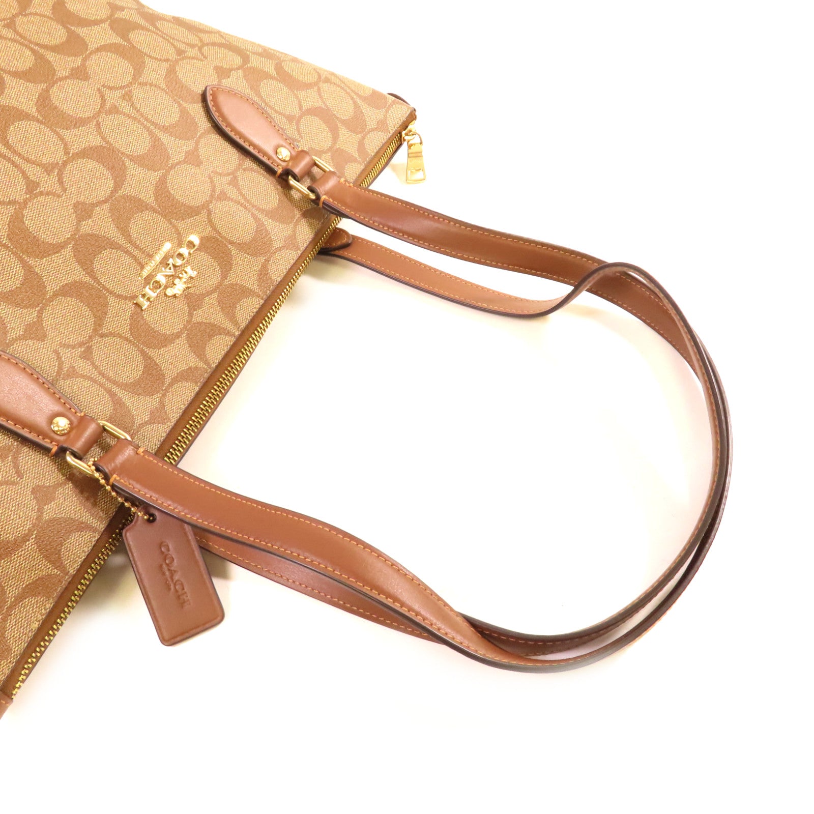 COACH 塗層帆布Gallery Tote Bag金扣肩背袋啡色