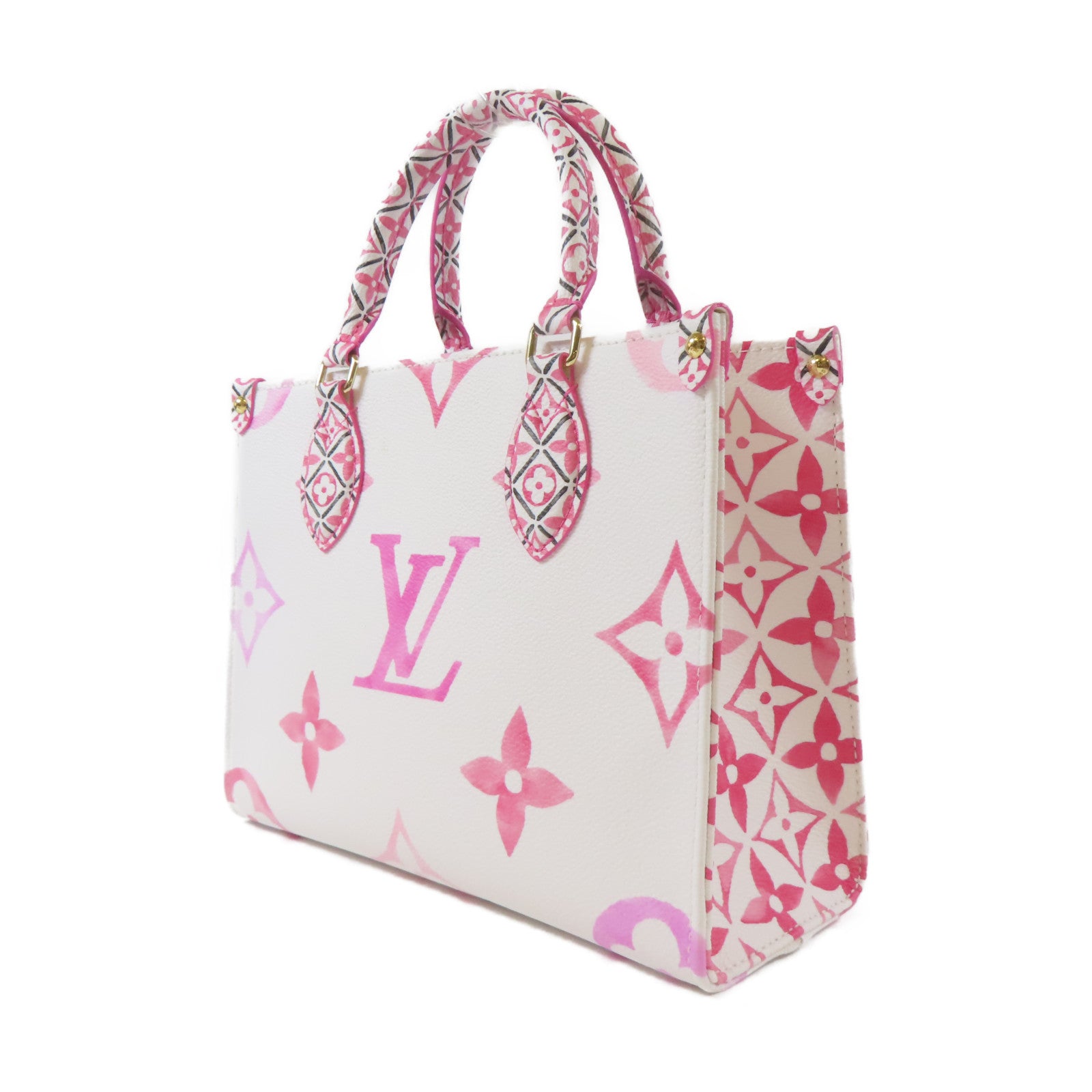 LOUIS VUITTON Monogram Giant By The Pool On The Go PM金扣手挽肩背兩用袋白色/粉紅色