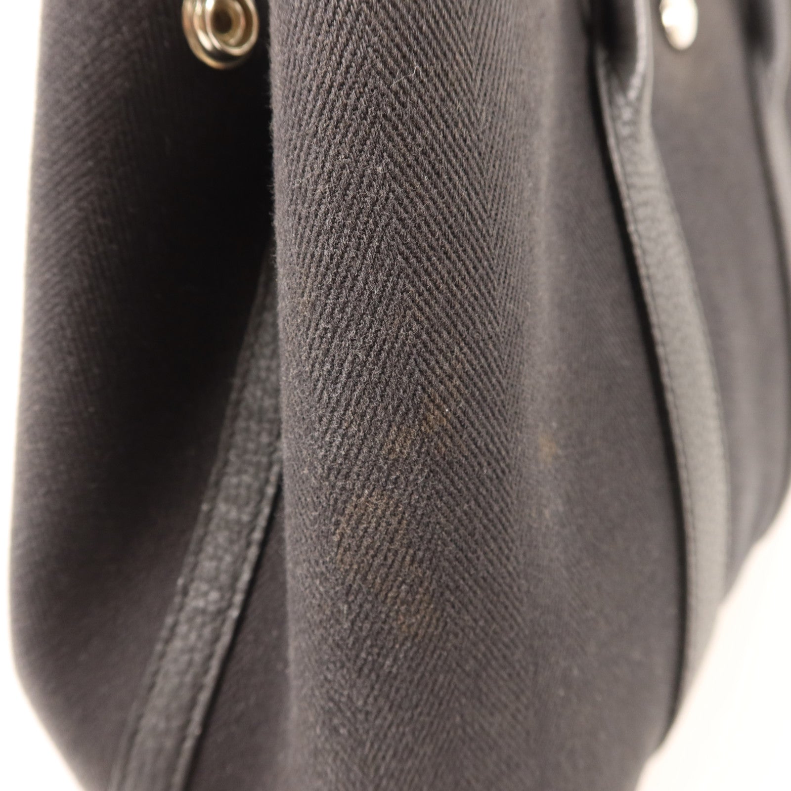 HERMES 帆布/Negonda皮革Garden Party TPM銀扣手挽袋Noir/Blue Indigo