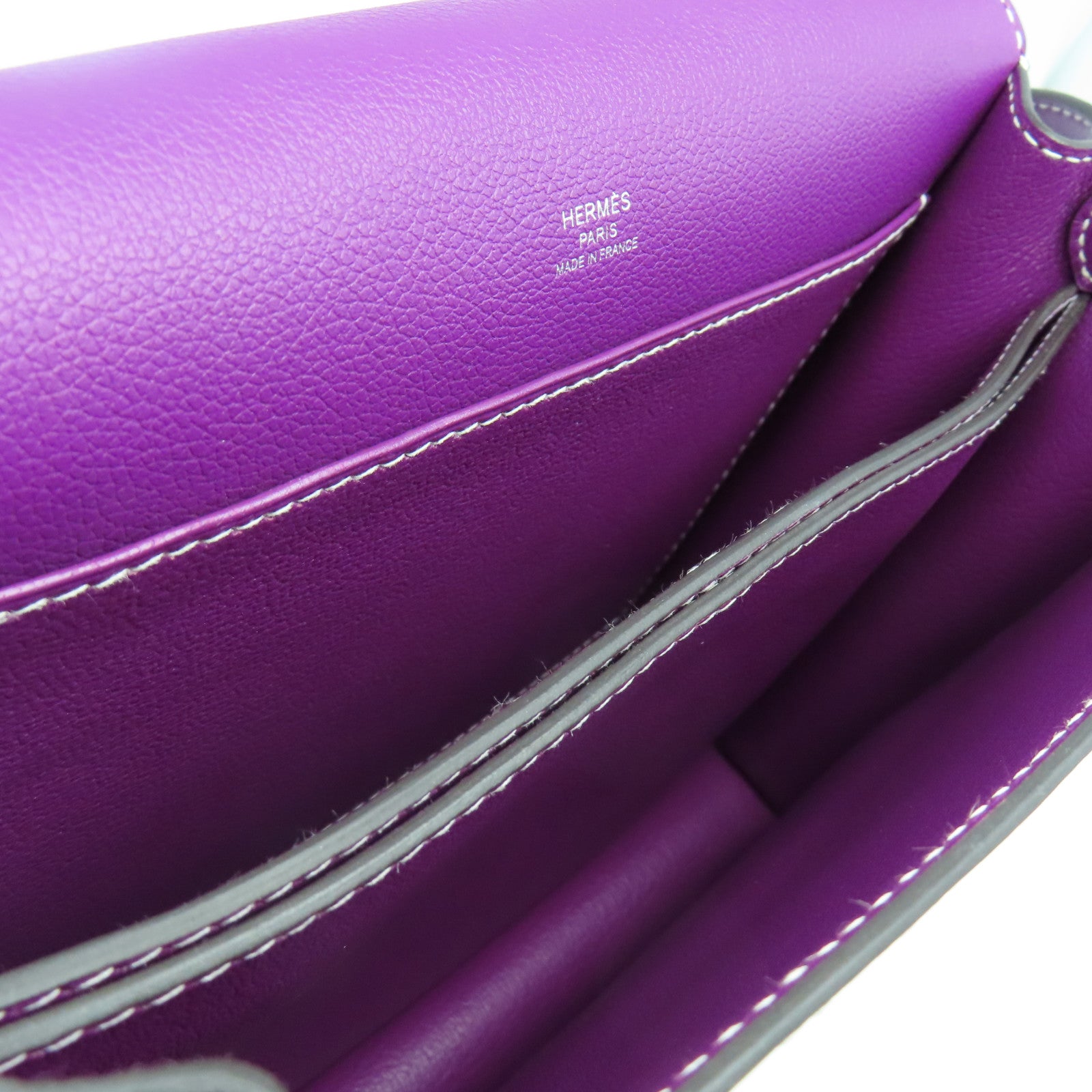 HERMES **【清倉大減價】Evercolor皮革Roulis 23銀扣肩背袋海葵紫色