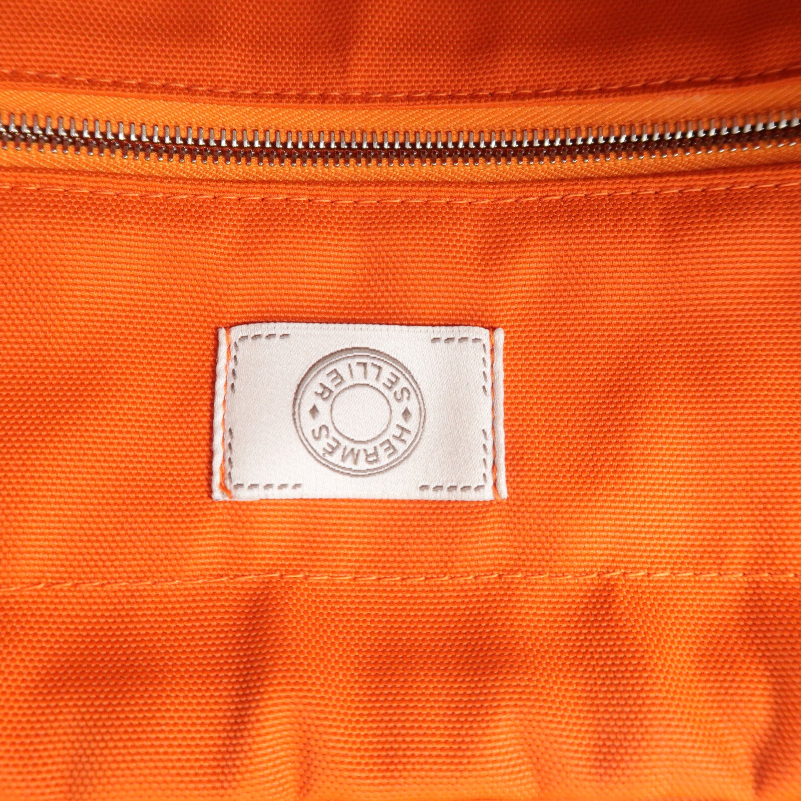 HERMES 帆布The Grooming Bag手挽肩背兩用袋Bleu France/Feu