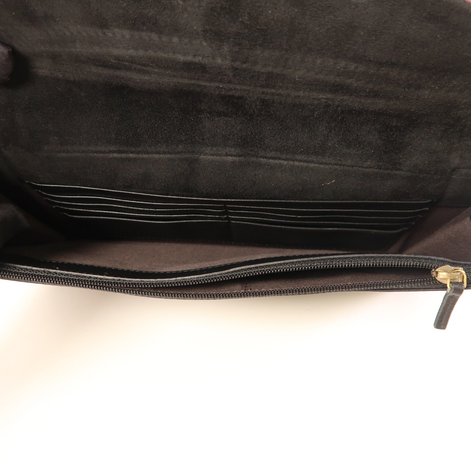 FENDI GHW Pequin Envelope Clutch Bag 8M0284 Canvas Calfskin Leather Brown Red