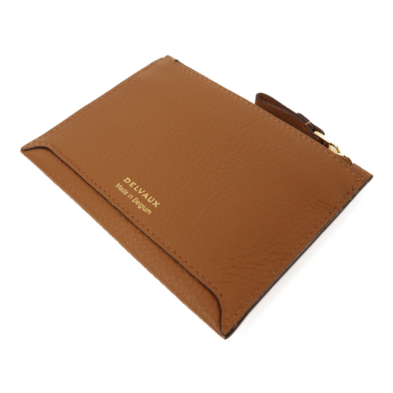 Delvaux 牛皮皮革Pin D Pouch Mini卡片套棕色