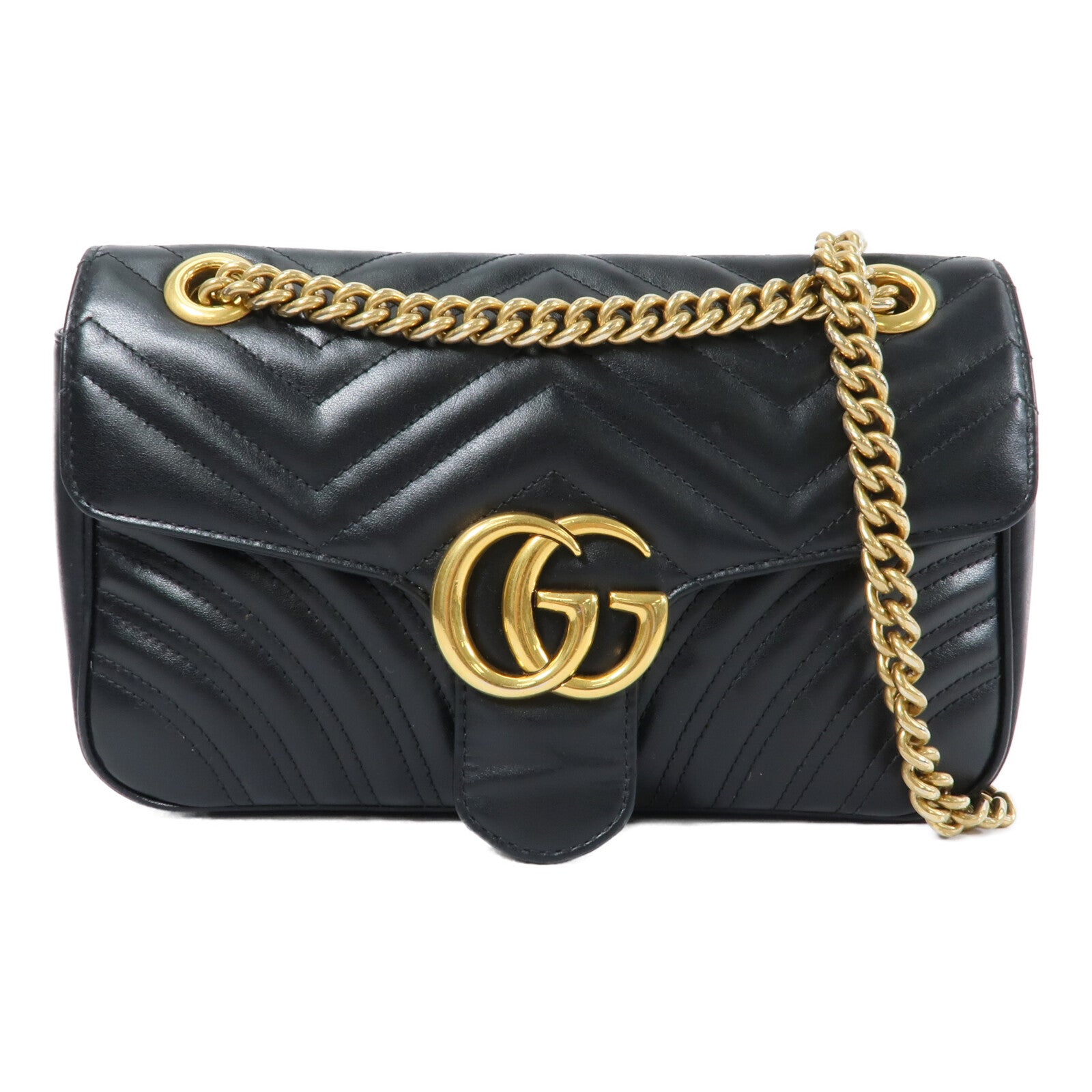GUCCI 牛皮皮革GG Marmont鏈帶肩背袋