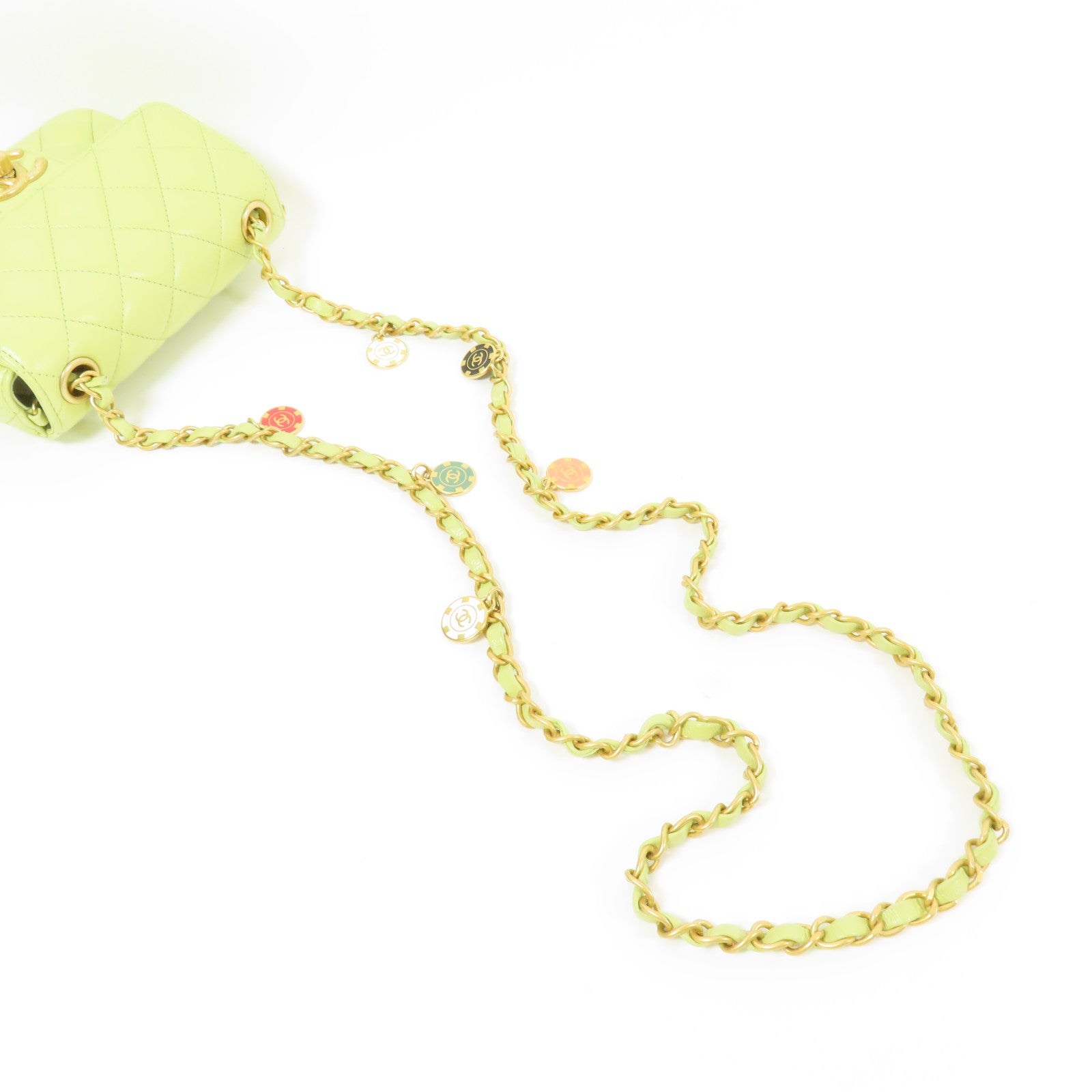 CHANEL 羊皮皮革Charms Chain Mini Flap金扣肩背袋