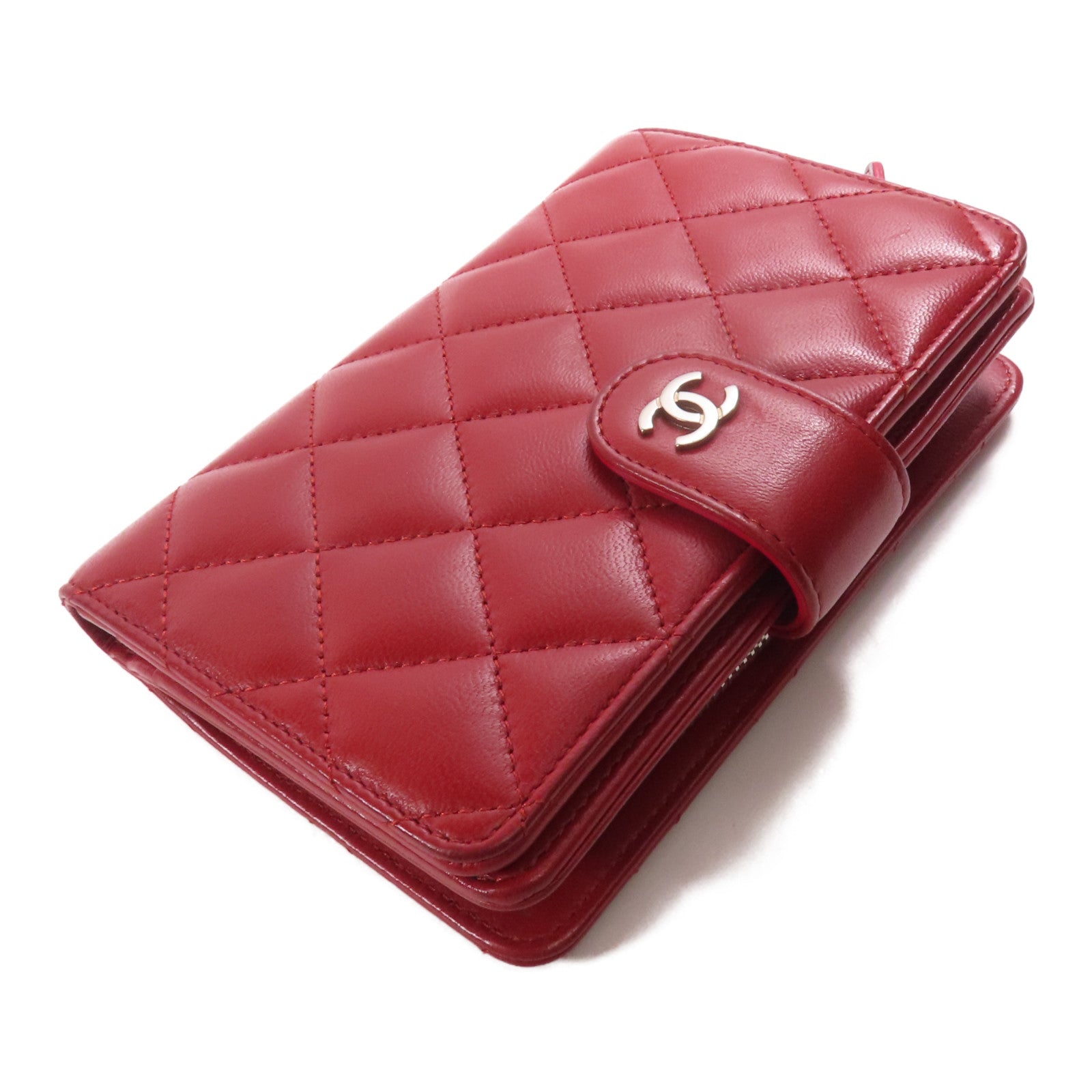 CHANEL 羊皮皮革Wallet銀扣錢包