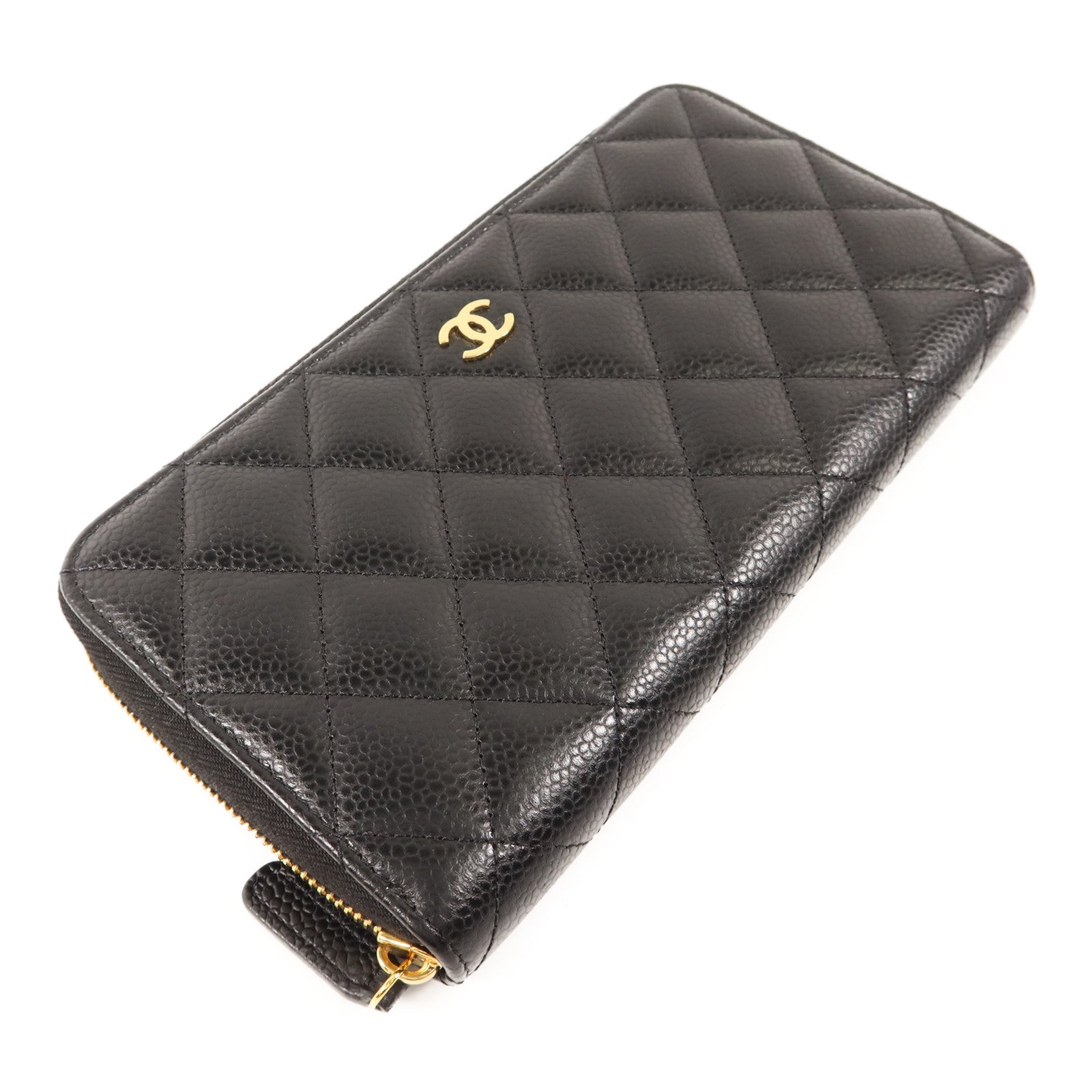 CHANEL 牛皮皮革Long Zipper Wallet金扣長錢包