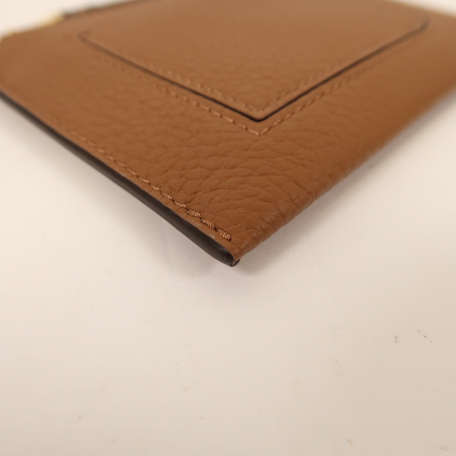 Delvaux 牛皮皮革Pin D Pouch Mini卡片套棕色