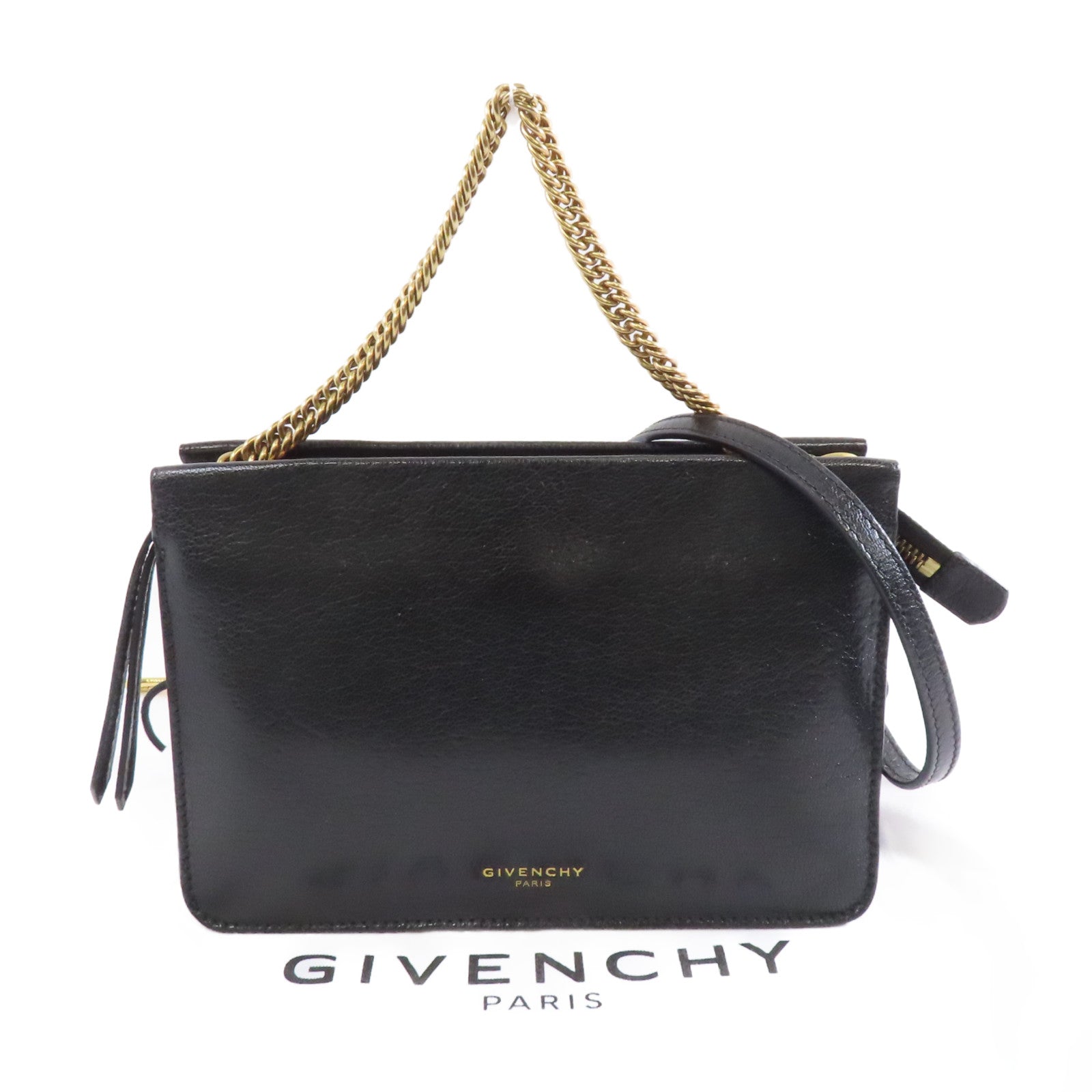 GIVENCHY 牛皮皮革2 Way Shoulder金扣手挽肩背兩用袋黑色