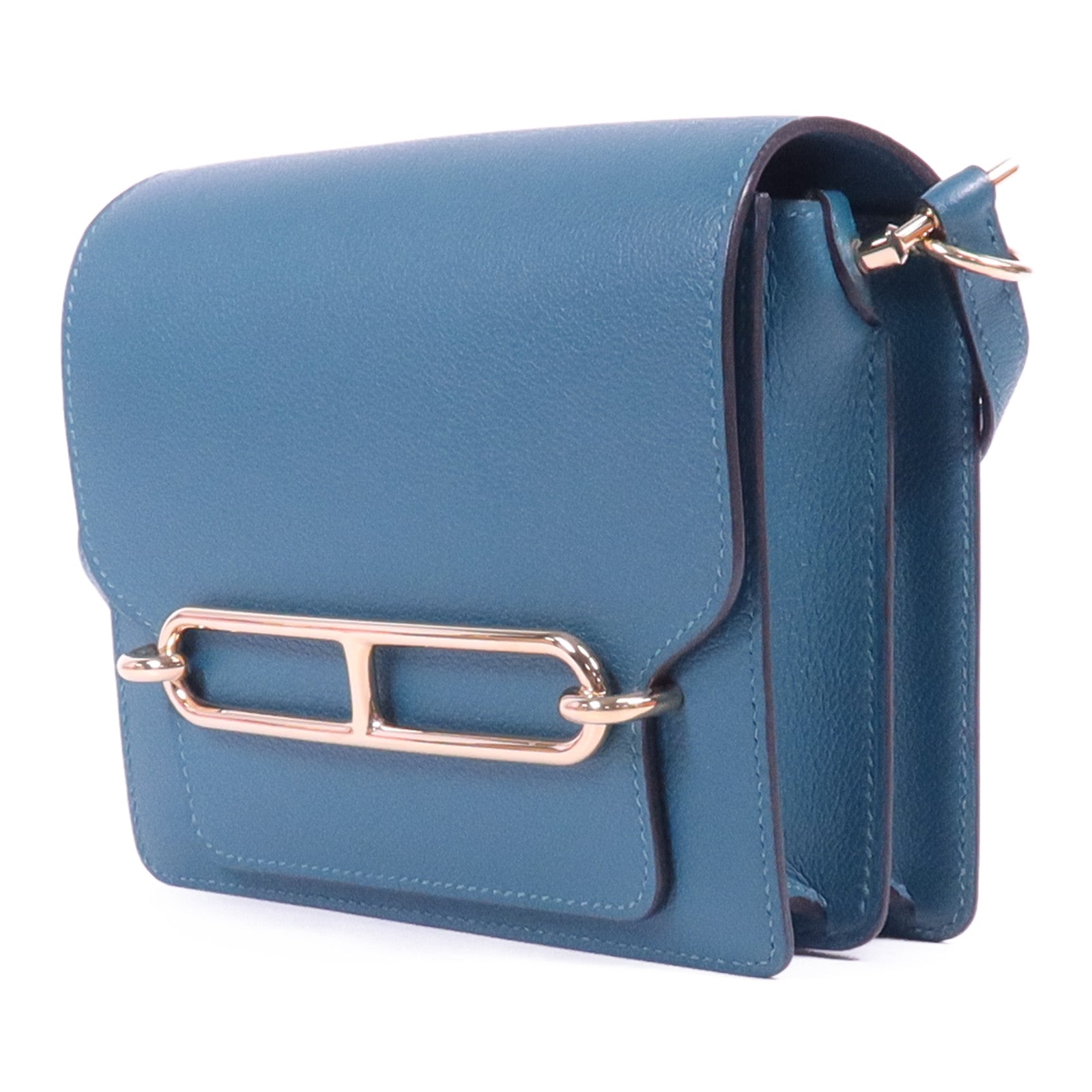 HERMES Evercolor皮革Roulis Mini金扣肩背袋Vert Bosphore