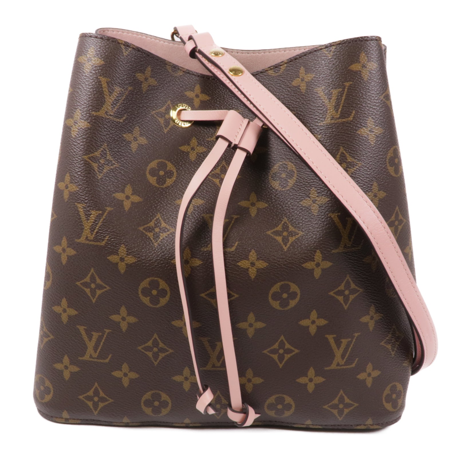 LOUIS VUITTON Monogram Neo Noe金扣手挽肩背兩用袋棕色/粉紅色