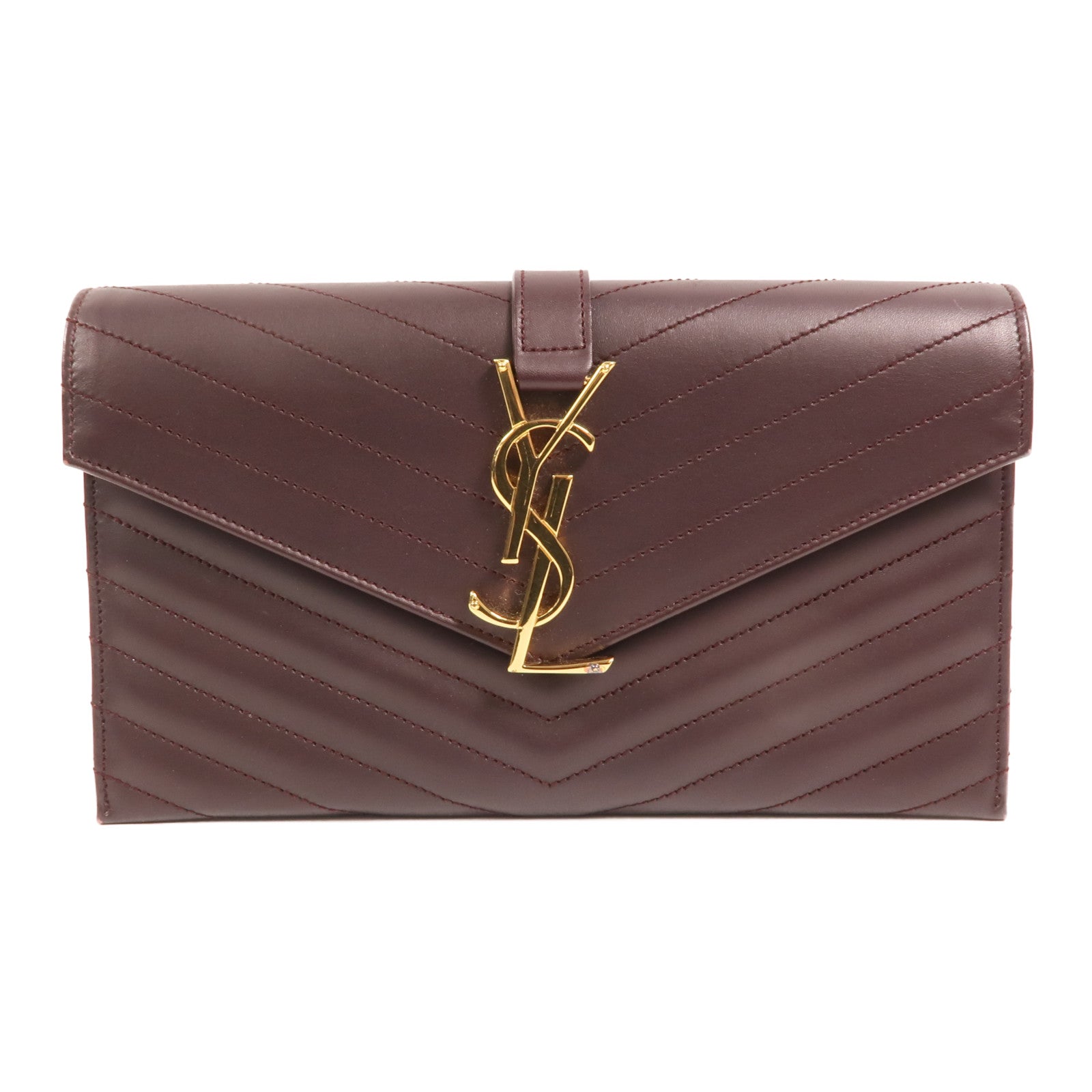 YVES SAINT LAURENT 牛皮皮革Clutch金扣手拿包