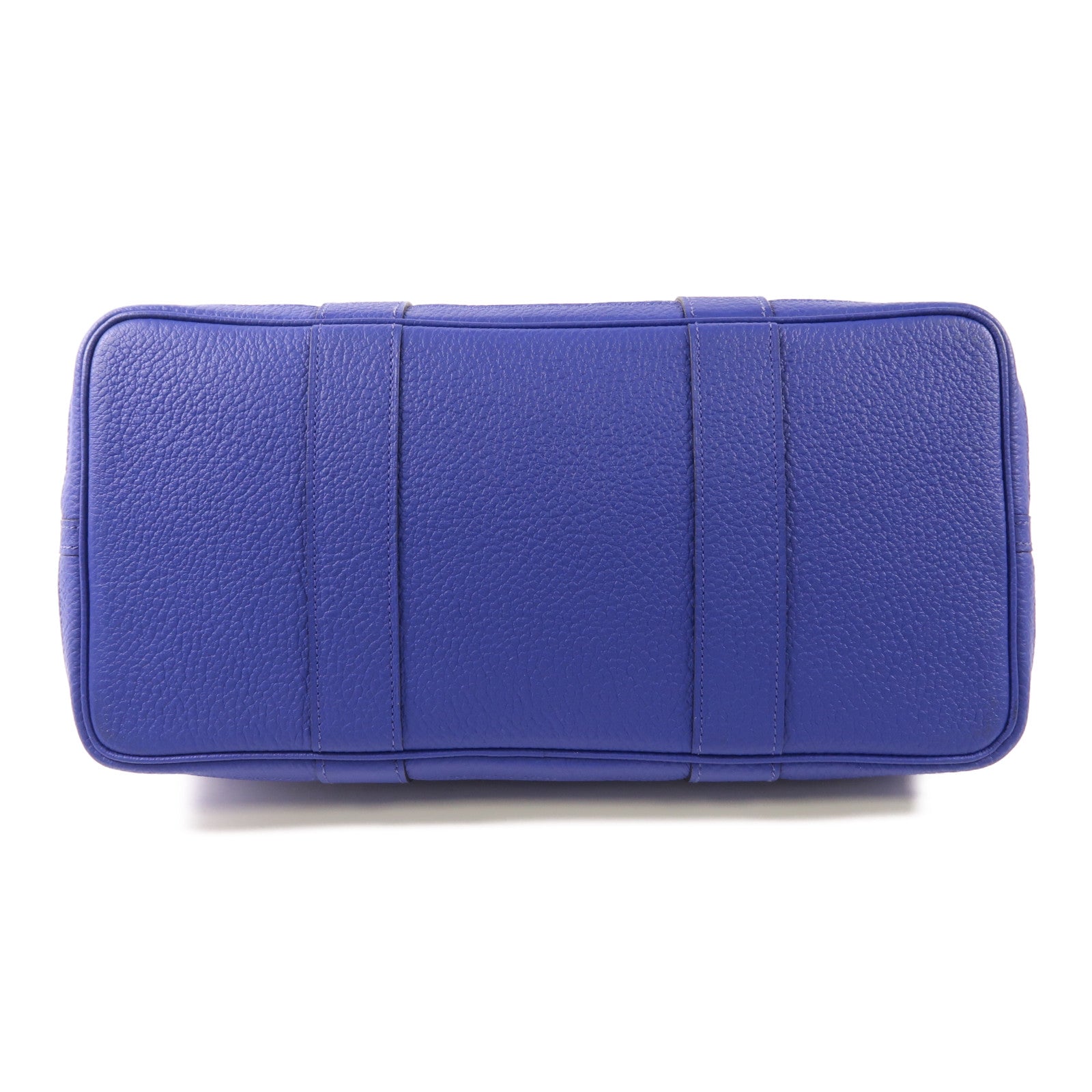 HERMES Negonda皮革Garden Party PM銀扣手挽袋皮革Garden Party PM銀扣手挽袋Bleu Electrique