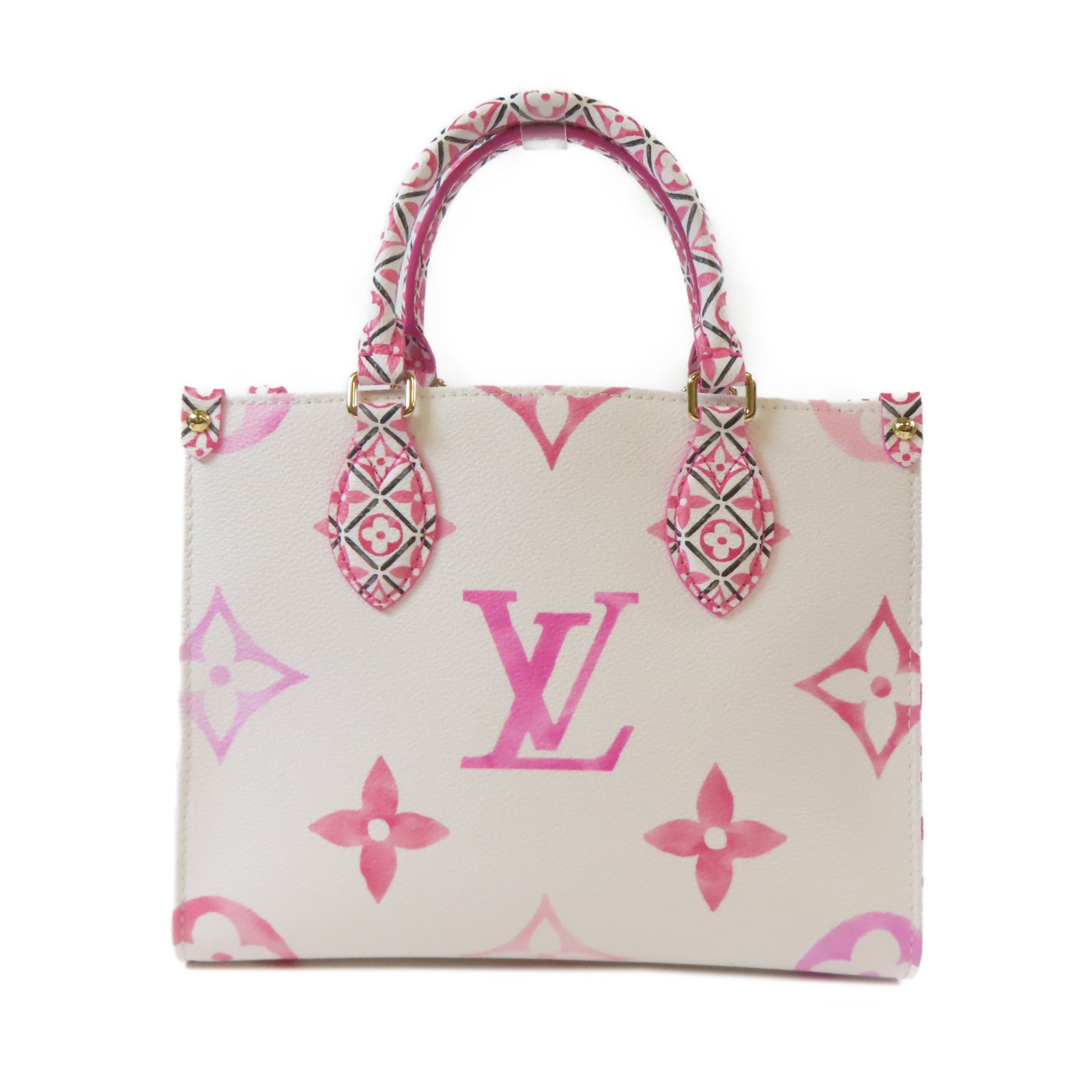 LOUIS VUITTON Monogram Giant By The Pool On The Go PM金扣手挽肩背兩用袋白色/粉紅色