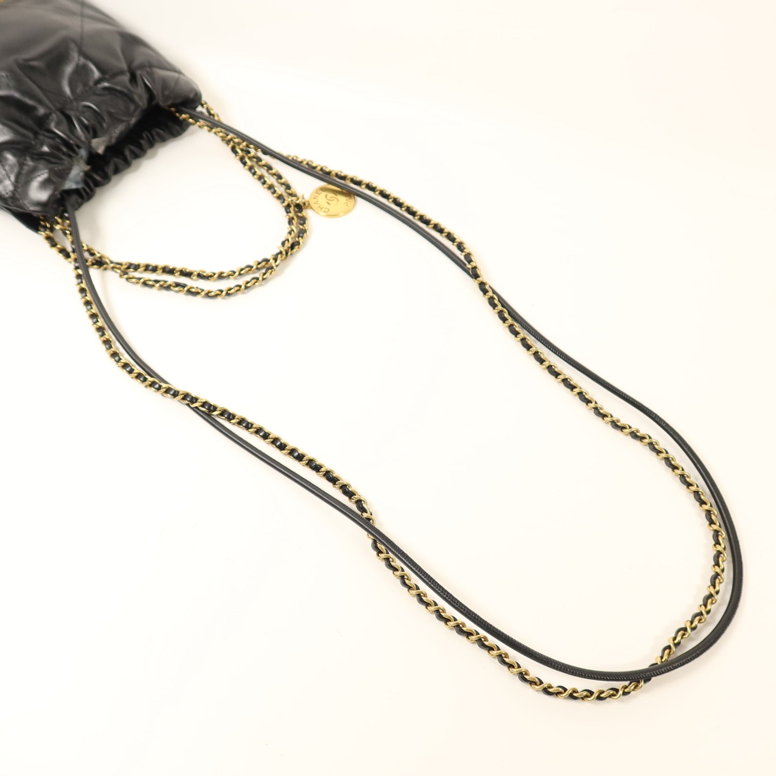 CHANEL 【激減優惠】牛皮皮革Mini C22金扣鏈帶肩背袋