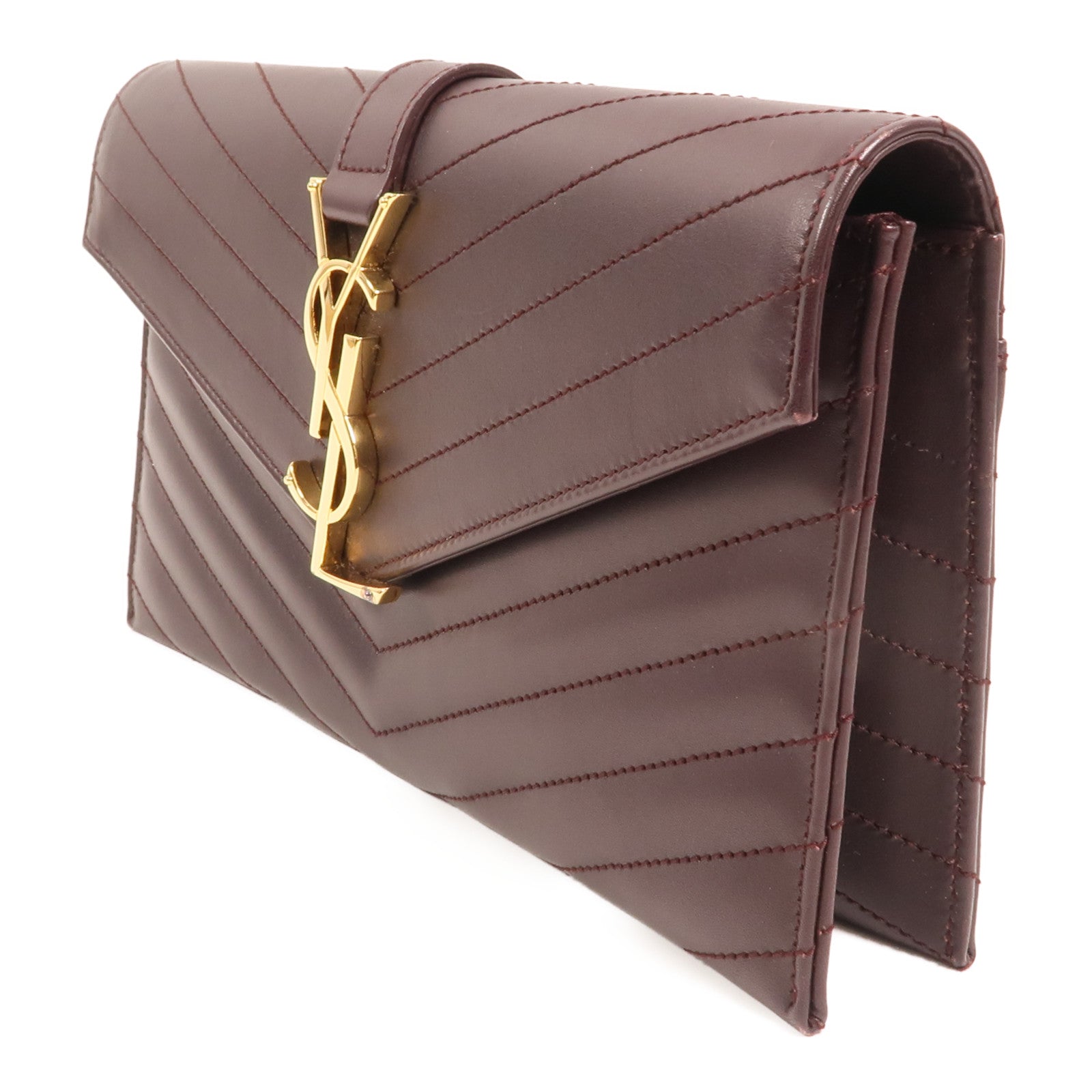 YVES SAINT LAURENT 牛皮皮革Clutch金扣手拿包