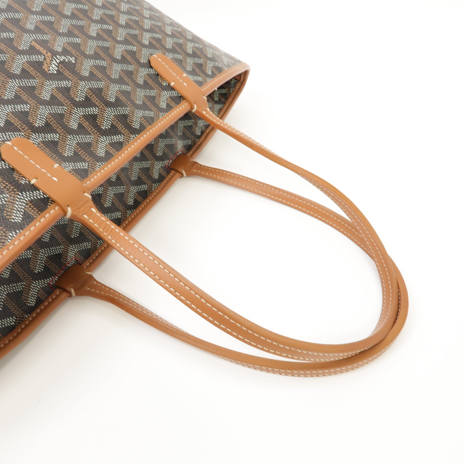 GOYARD 塗層帆布/皮革Artois銀扣手挽袋啡色