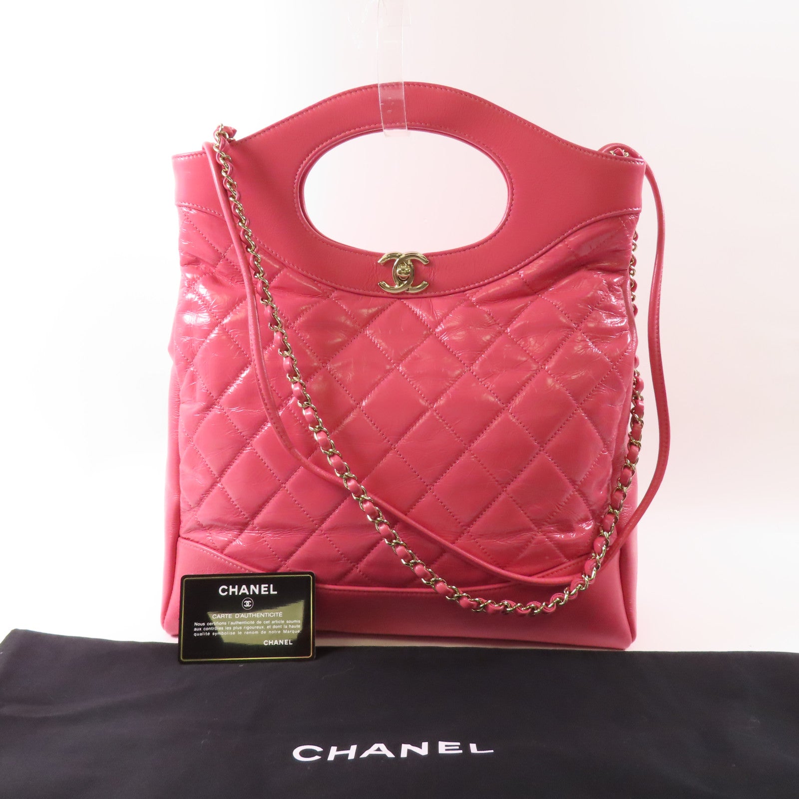 CHANEL 【激減優惠】漆皮皮革/牛皮皮革Chanel 31 Medium Bag金扣手挽肩背兩用袋