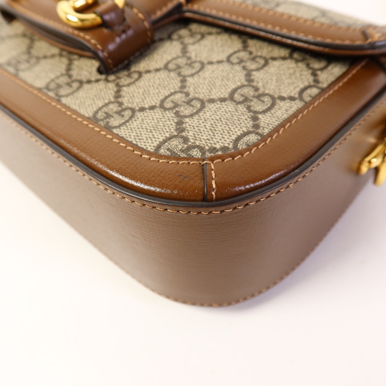 GUCCI 塗層帆布Horsebit 1955金扣手挽肩背兩用袋