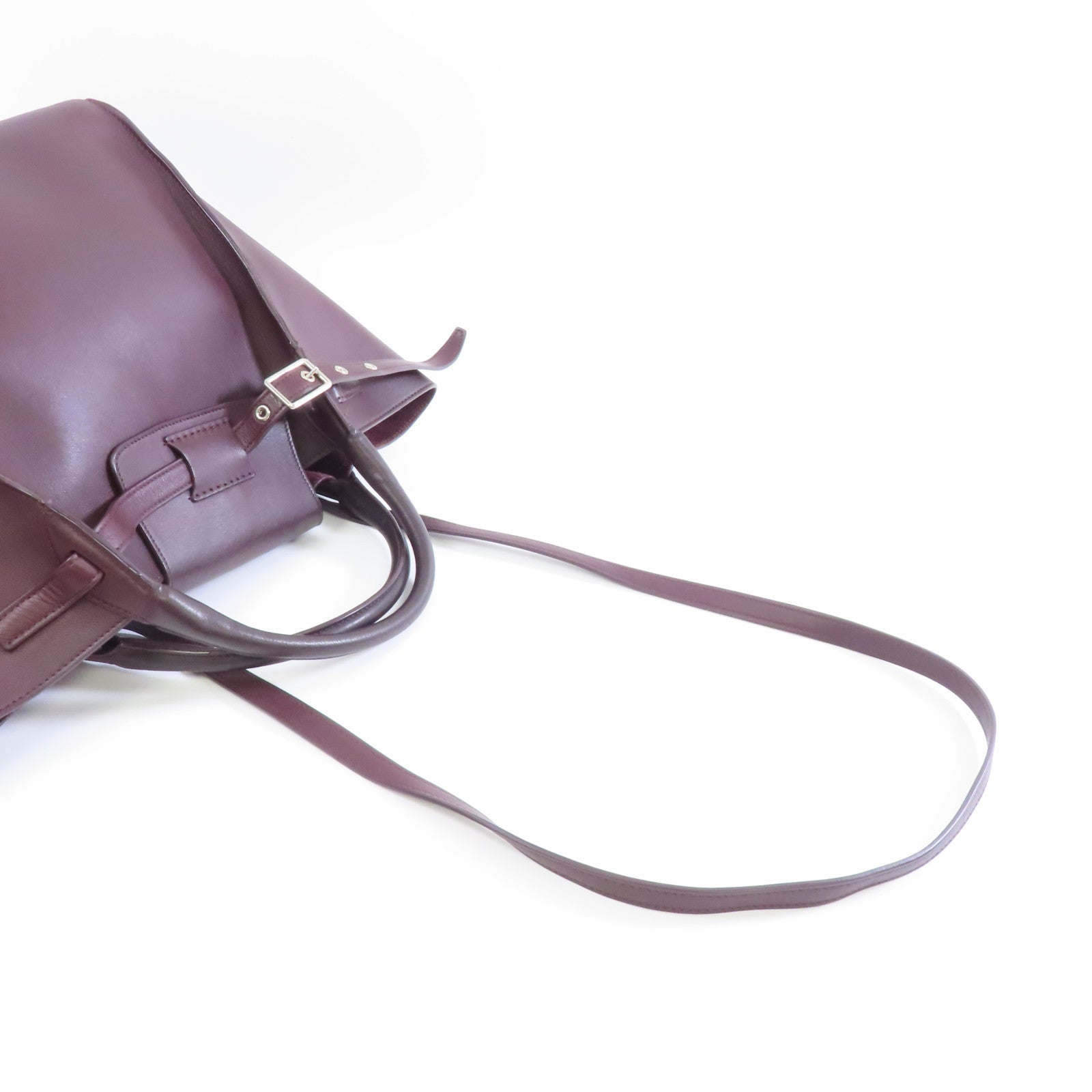 CELINE 牛皮皮革2way Shoulder Bag銀扣手挽肩背兩用袋酒紅色