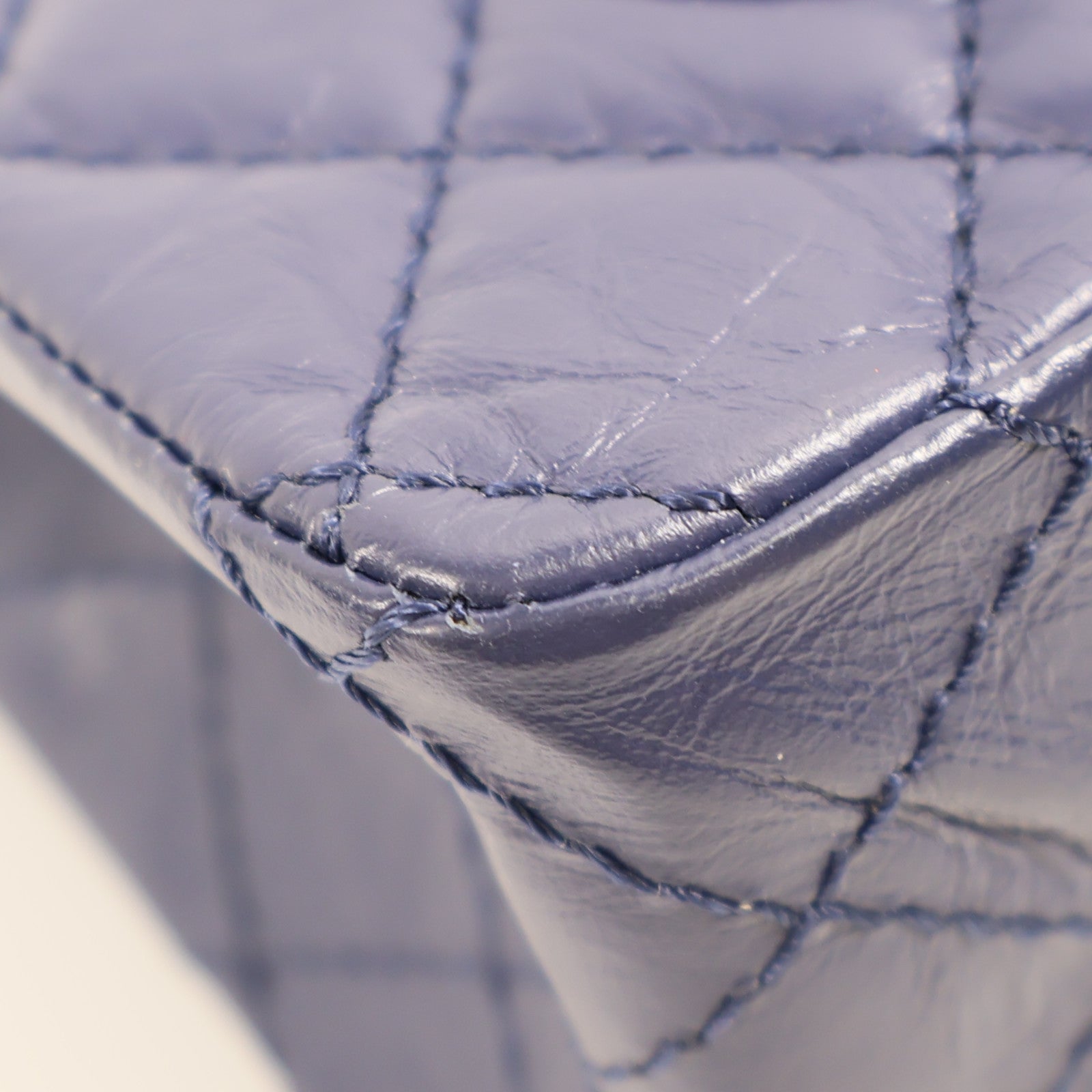 CHANEL CC GHW 2.55 Mini Chain Shoulder Bag Calfskin Leather Blue