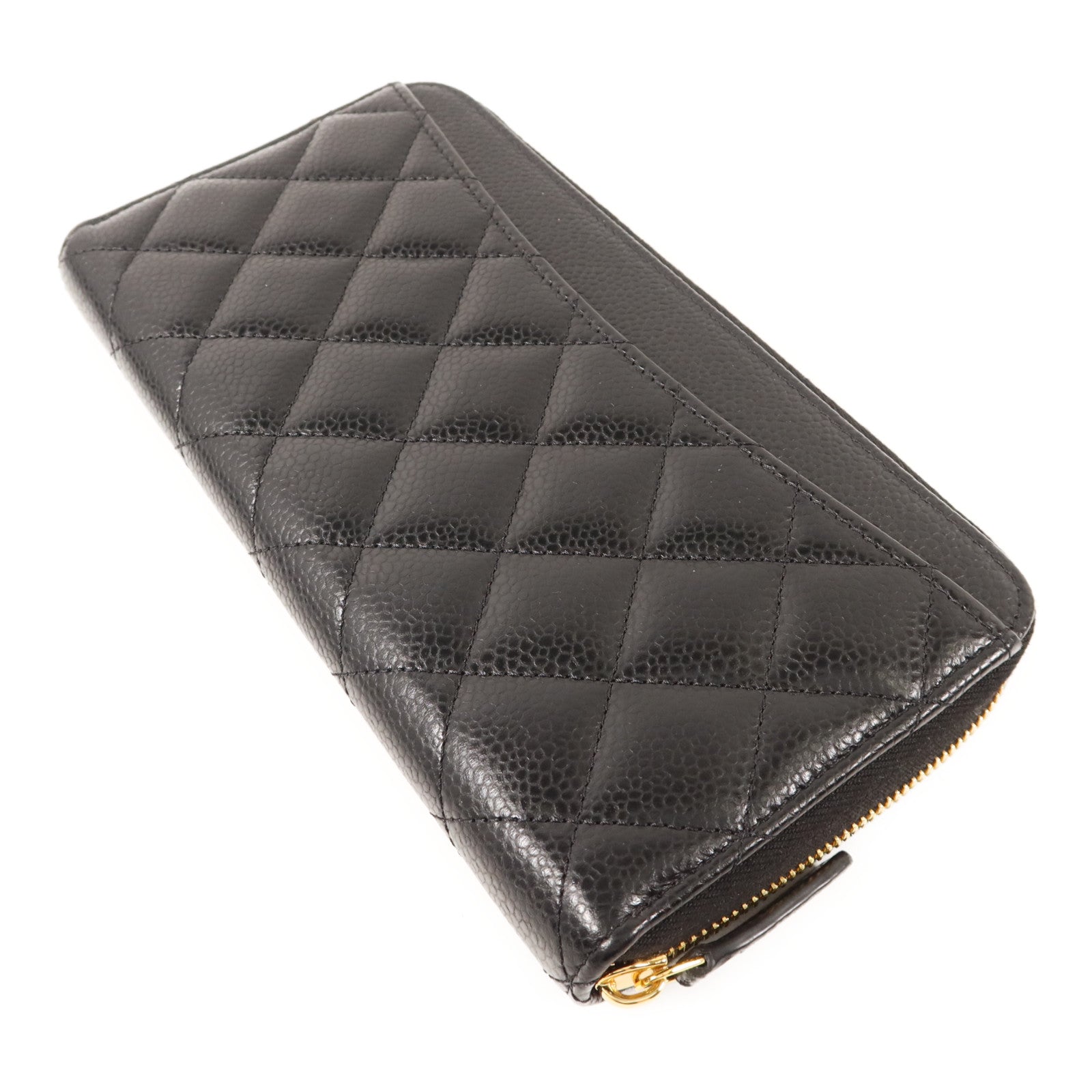CHANEL 牛皮皮革Long Zipper Wallet金扣長錢包