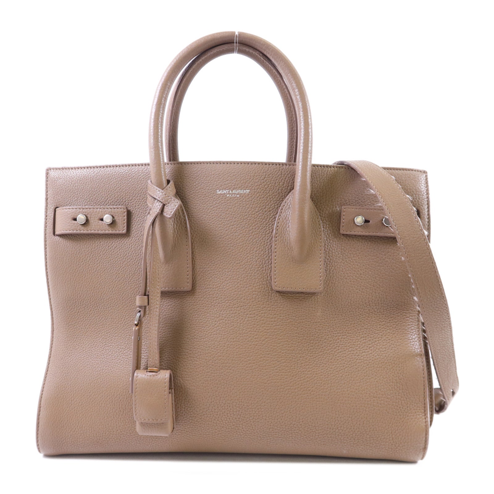 SAINT LAURENT 牛皮皮革Sac De Jour銀扣手挽肩背兩用袋