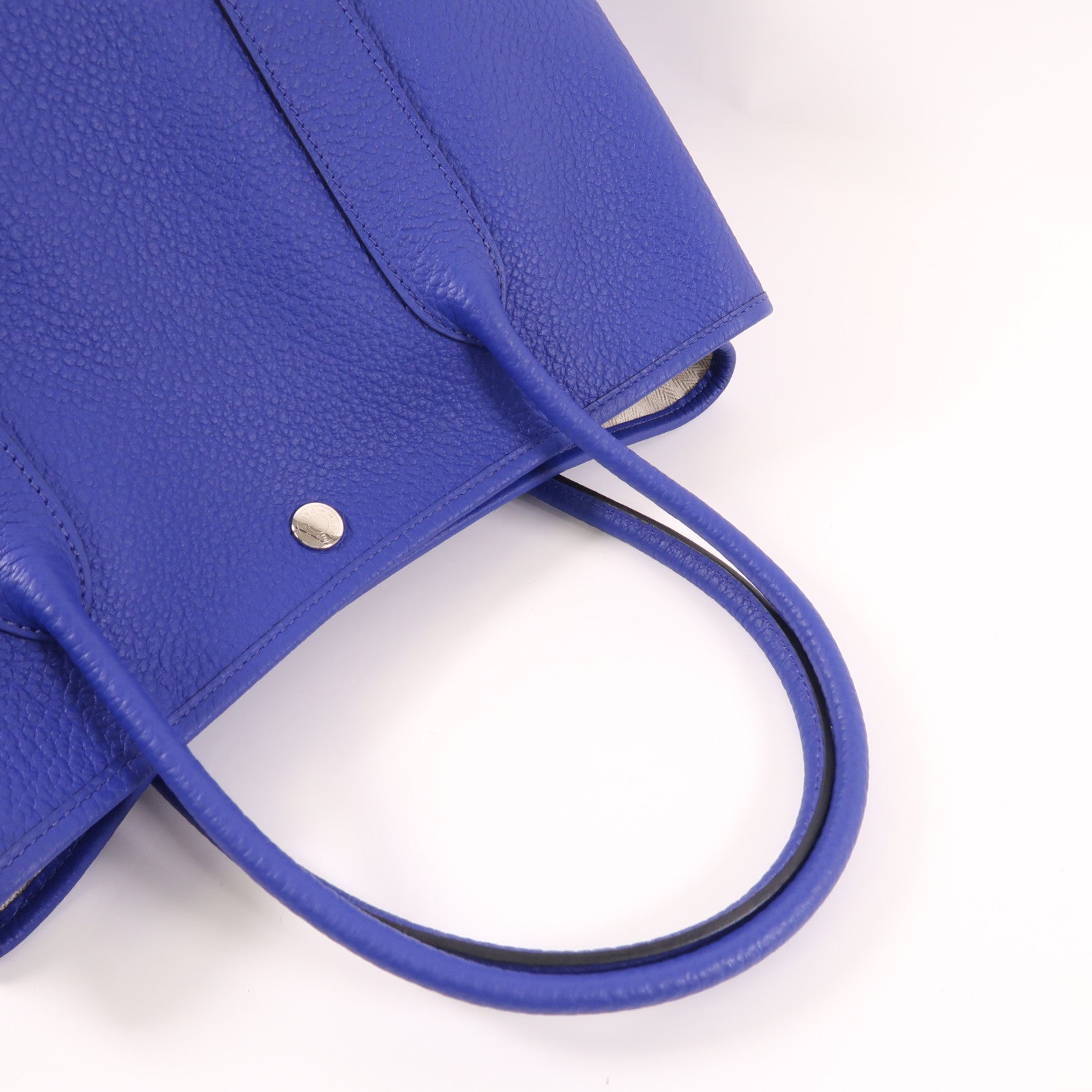 HERMES Negonda皮革Garden Party PM銀扣手挽袋皮革Garden Party PM銀扣手挽袋Bleu Electrique