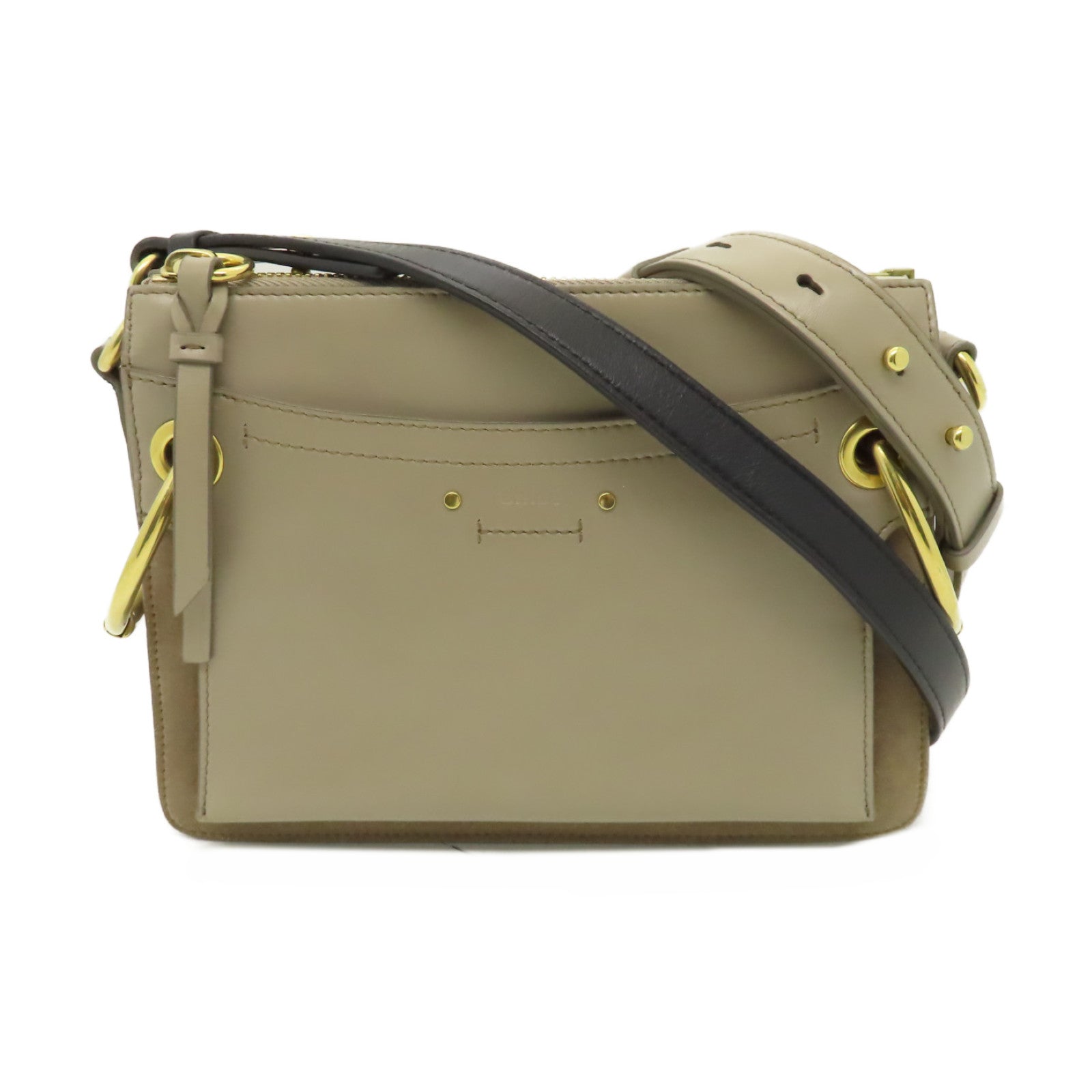Chloe 【清倉大減價】牛皮皮革Shoulder Bag金扣手挽肩背兩用袋杏色