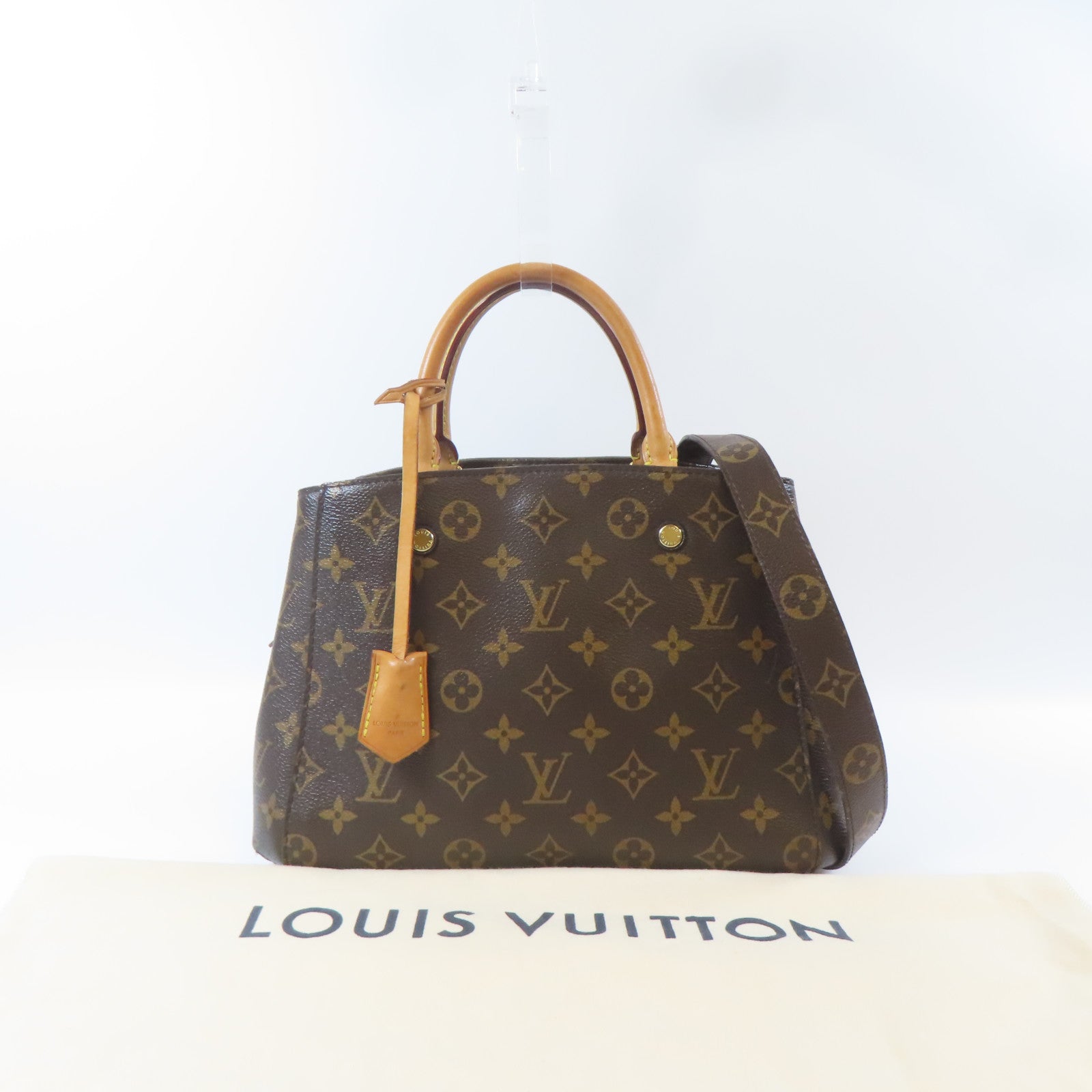 LOUIS VUITTON Monogram Montaigne BB金扣手挽肩背兩用袋啡色