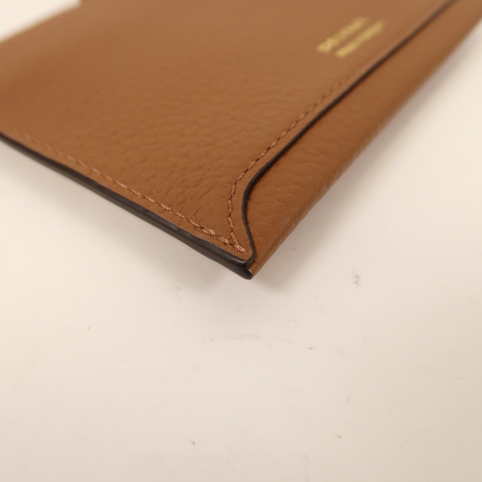 Delvaux 牛皮皮革Pin D Pouch Mini卡片套棕色