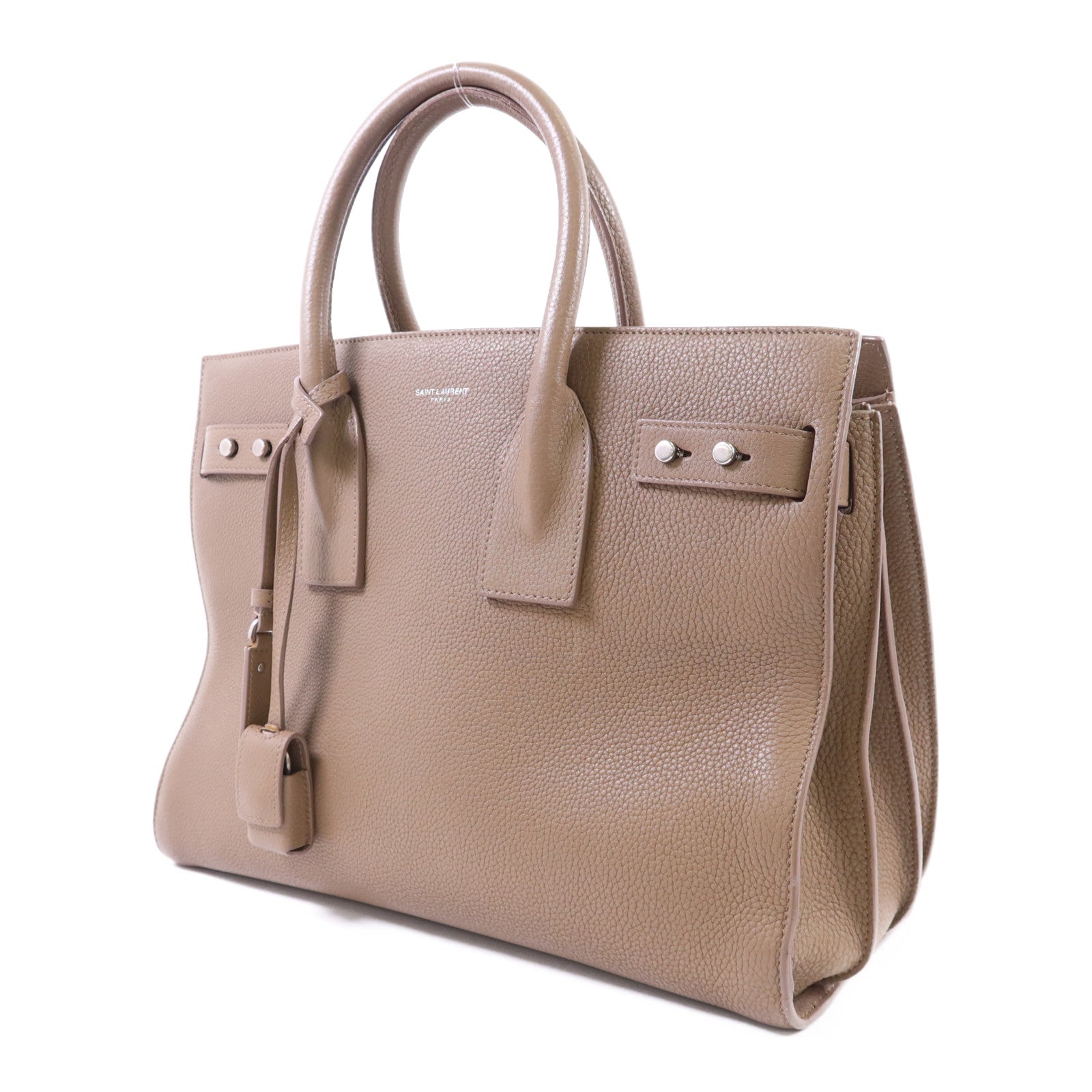 SAINT LAURENT 牛皮皮革Sac De Jour銀扣手挽肩背兩用袋