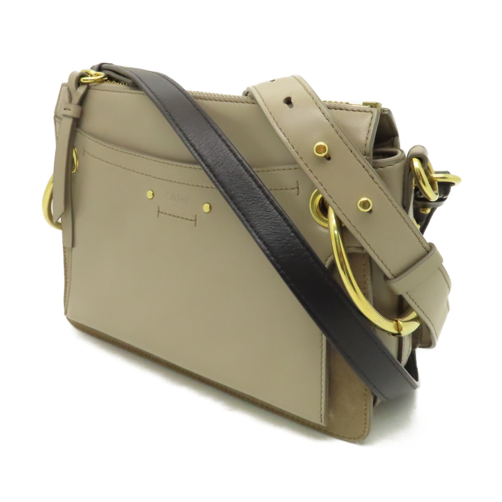 Chloe 【清倉大減價】牛皮皮革Shoulder Bag金扣手挽肩背兩用袋杏色