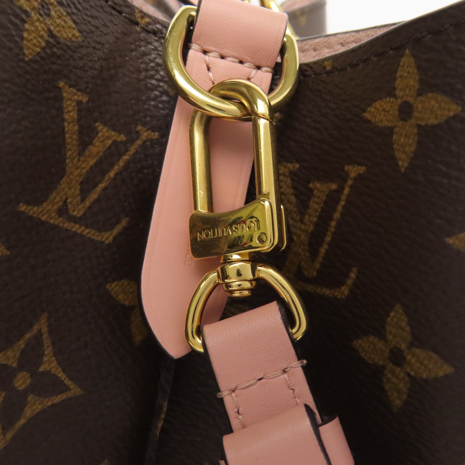 LOUIS VUITTON Monogram Neo Noe金扣手挽肩背兩用袋棕色/粉紅色
