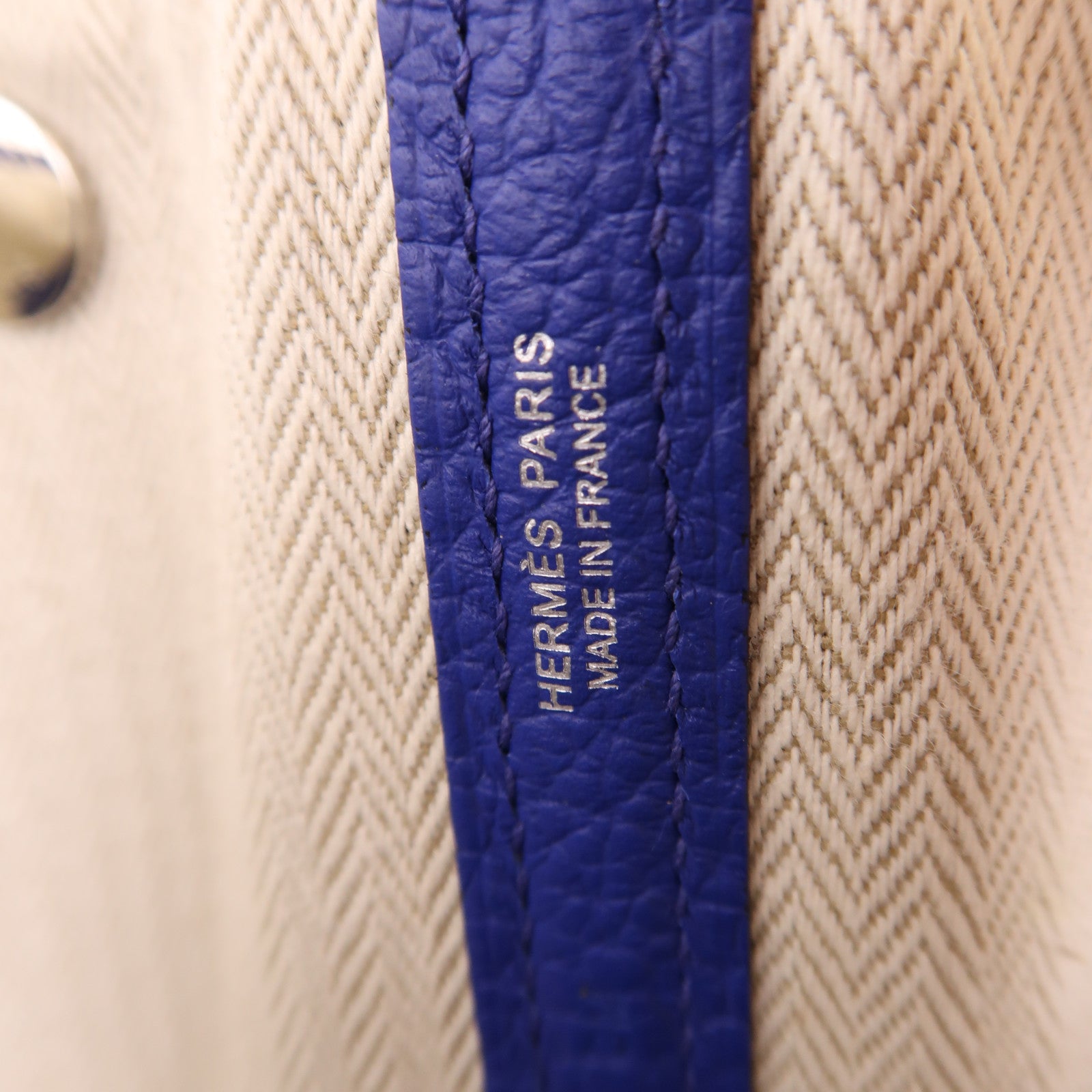 HERMES Negonda皮革Garden Party PM銀扣手挽袋皮革Garden Party PM銀扣手挽袋Bleu Electrique