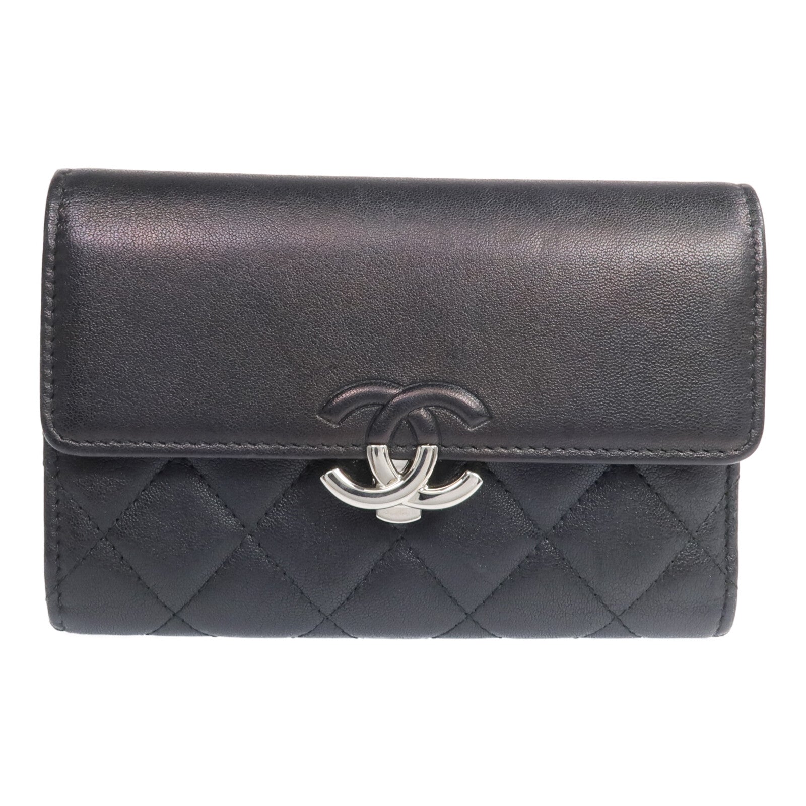 CHANEL 牛皮皮革Wallet銀扣長錢包